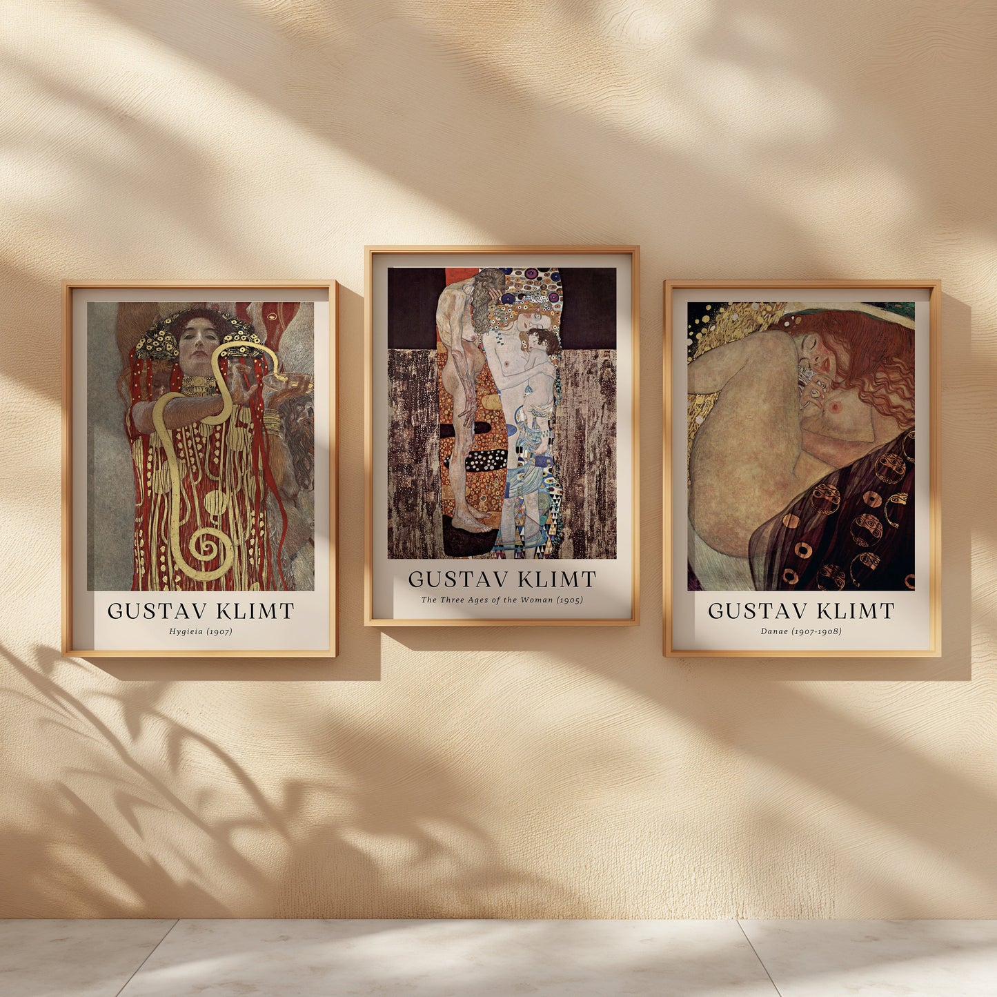 Gustav Klimt Poster Set, Hygeia 1907, The Three Ages of the Woman 1905, Danaë 1907-1908, Art Nouveau Klimt Posters, Fine Art Prints