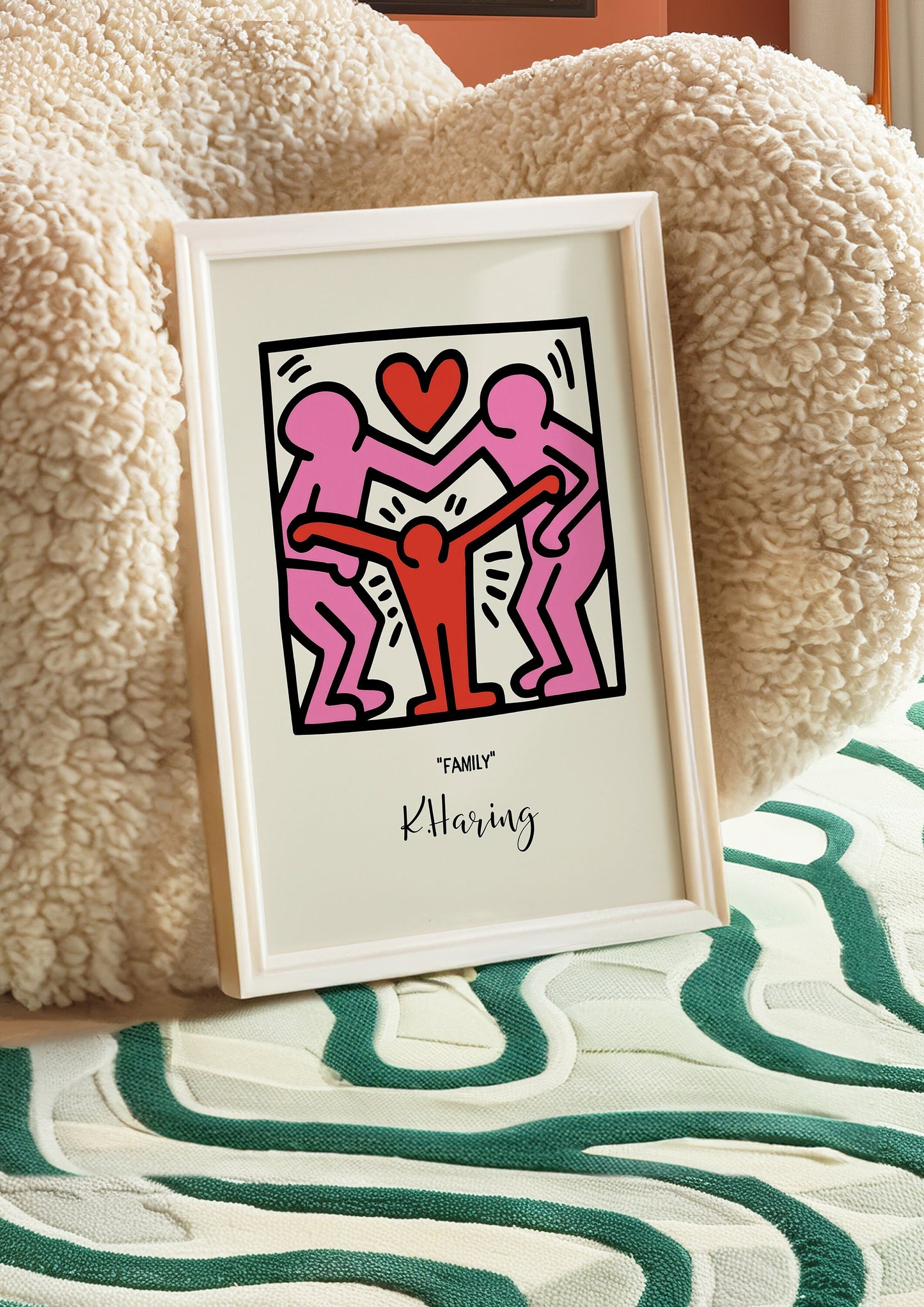 Keith Haring Family Poster, Heartwarming Pop Art, Iconic Street Art Print, Vibrant Family Love Art, Bold Line Art, Modern Home Decor