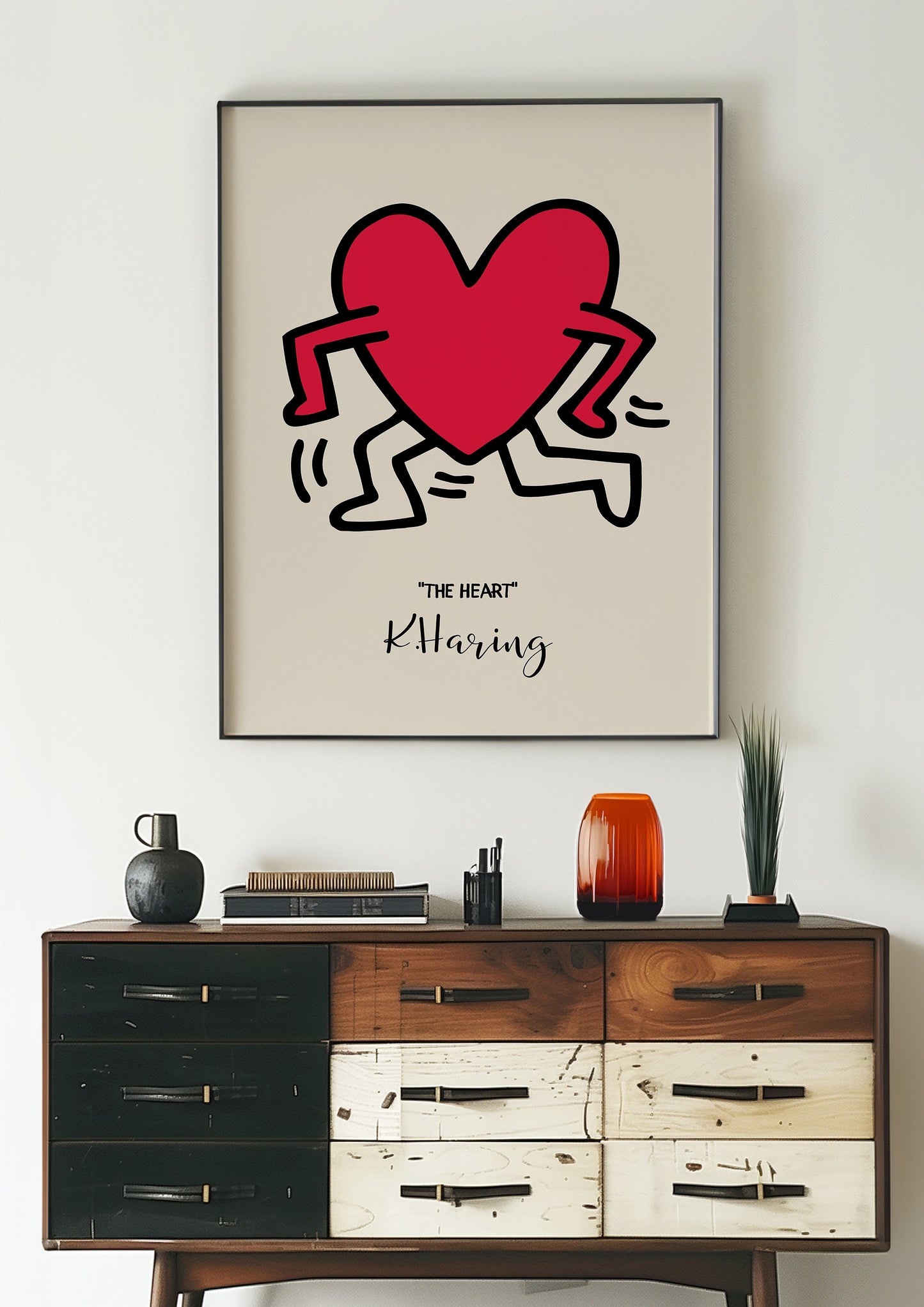 Keith Haring The Heart Poster, Iconic Pop Art, Bold Graphic Wall Art, Red Heart Print, Modern Street Art, Vibrant Love Symbol, Home Decor