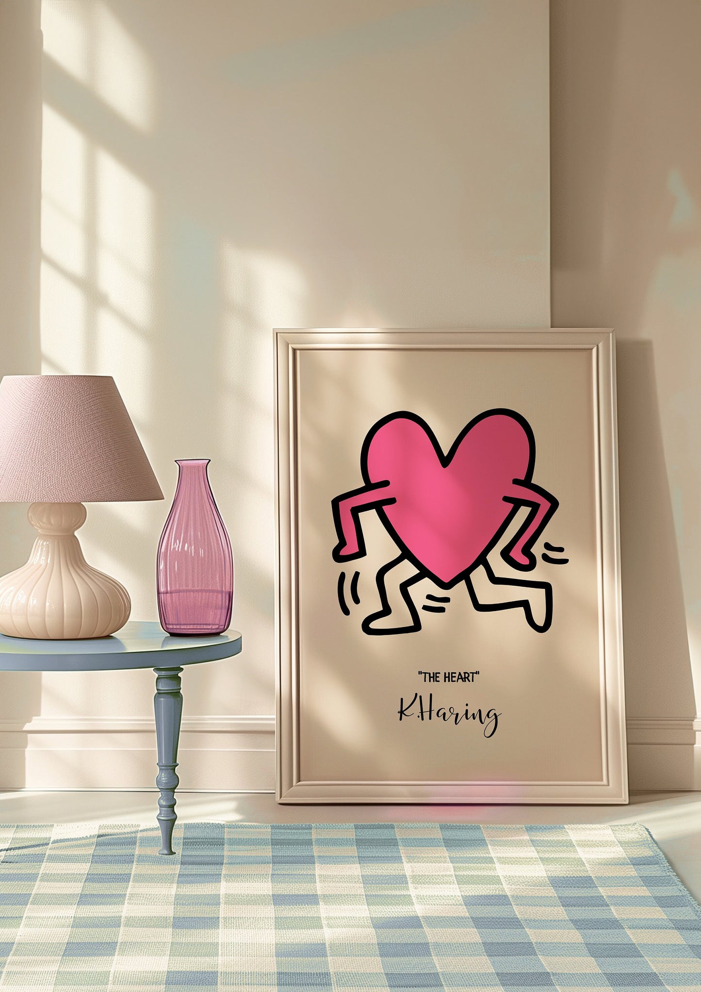 Keith Haring Running Heart Poster, Pink Heart Art, Iconic Pop Art Print, Contemporary Love Art, Street Art Poster, Haring The Heart