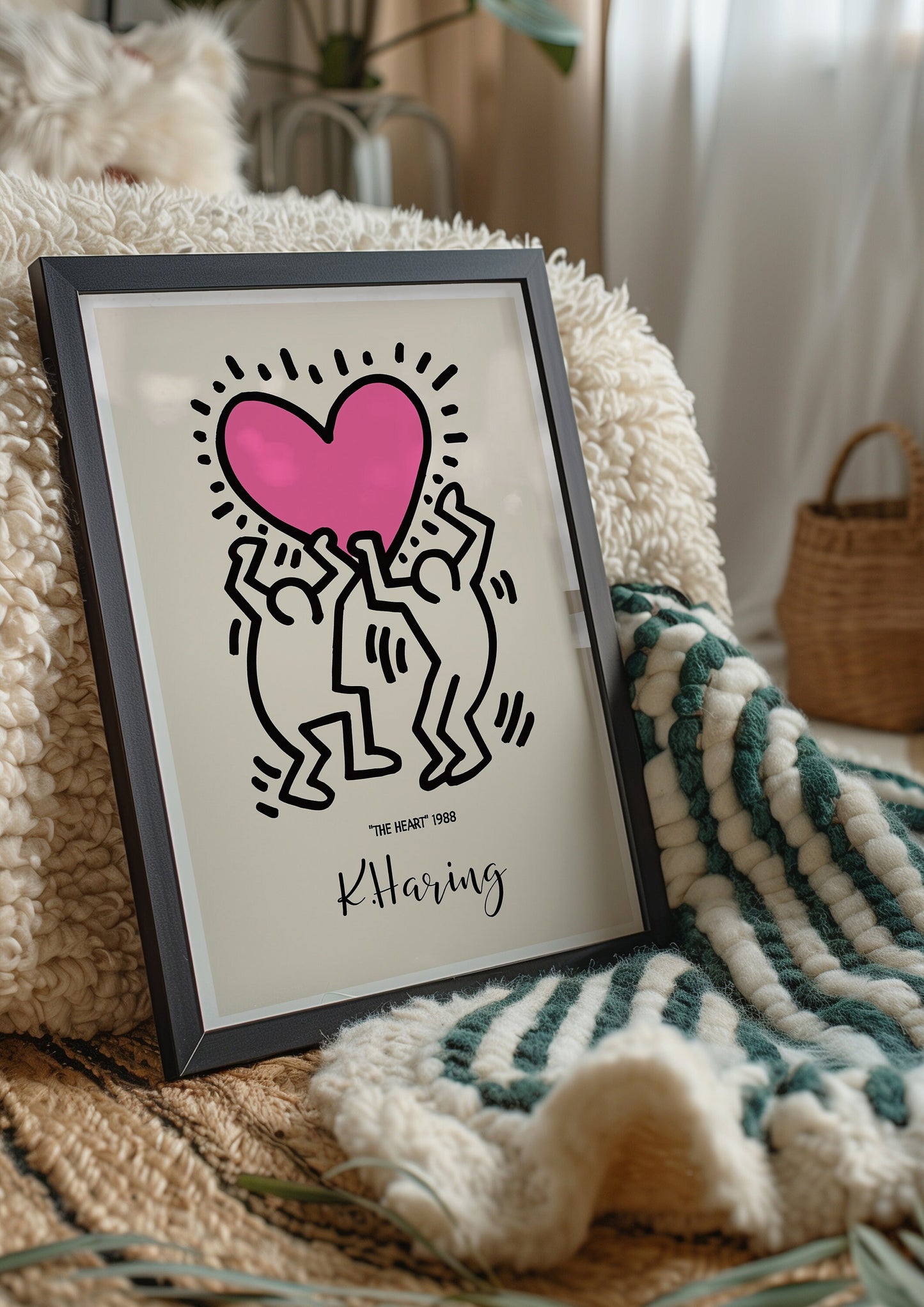 Keith Haring The Heart Poster, Iconic Pop Art Print, Vibrant 80s Artwork, Modern Love Wall Art, Bold Haring Illustration, Famous Street Art