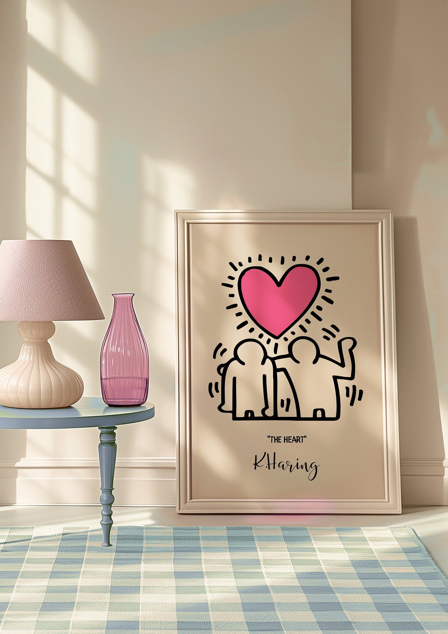 Keith Haring Poster Set, The Heart, Family, Love Wall Art, Iconic 80s Pop Art Prints, Haring Illustrations, Love Decor, Pink Heart Art