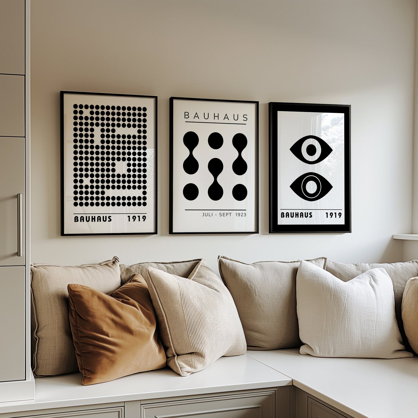 Bauhaus Poster Set of 3, Minimalist Black and White Wall Art, Bauhaus 1919 and 1923 Designs, Modern Geometric Art Prints, Bauhaus Poster