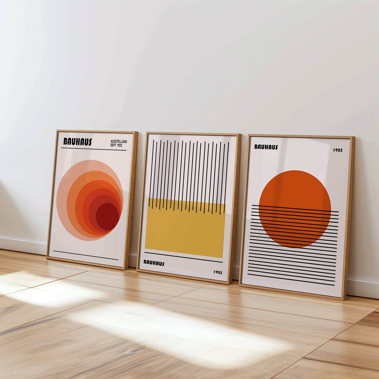 Bauhaus Poster Set of 3, Mid-Century Modern Art Prints, Geometric Wall Art, Abstract Shapes, Minimalist Home Decor, Bauhaus Posters for Home