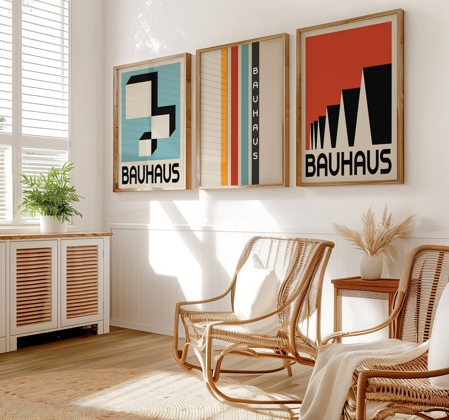 Bauhaus Poster Set of 3, Modern Geometric Wall Art, Minimalist Bauhaus Prints, Mid-Century Art Decor, Poster, Wall Art, Modern Home Decor