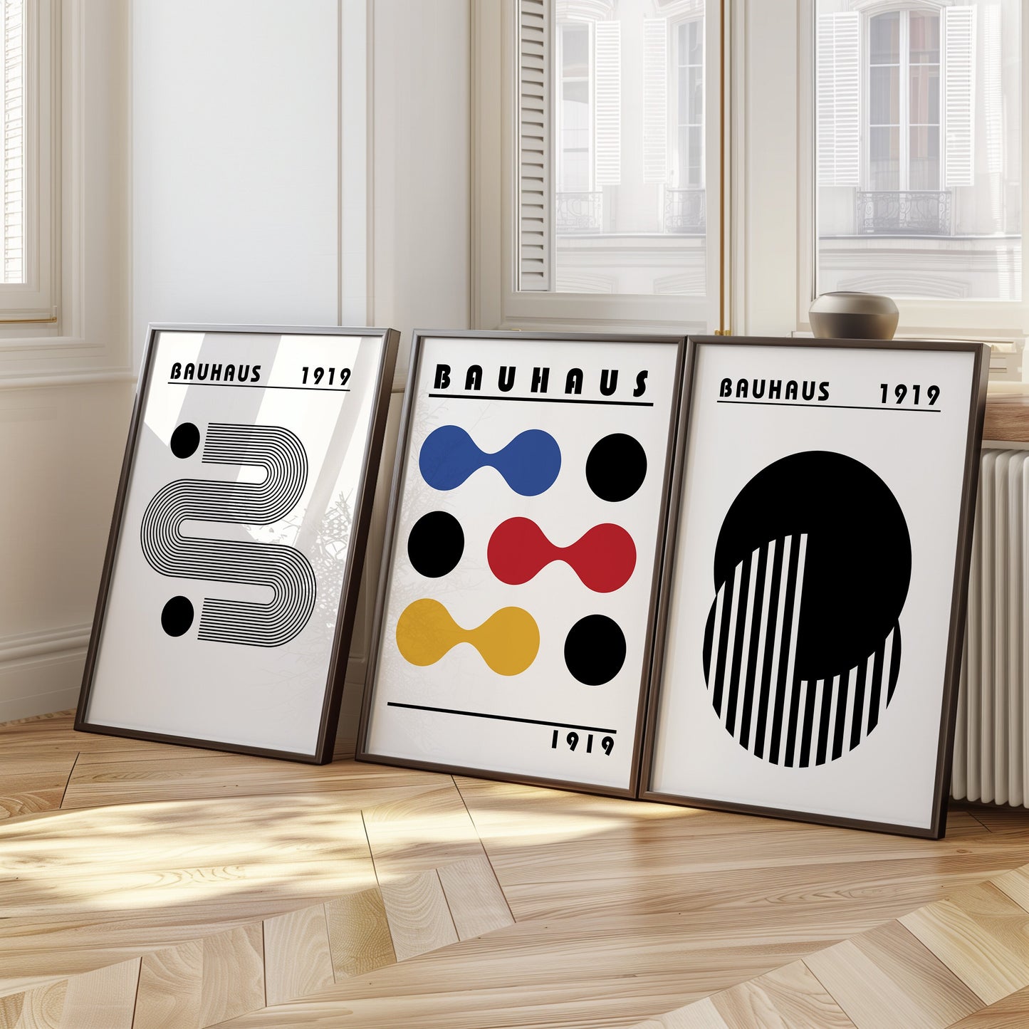 Set of 3 Bauhaus Posters, Abstract Geometric Wall Art, Minimalist Bauhaus Prints, Modern Mid-Century Decor, Poster for Bauhaus Collection