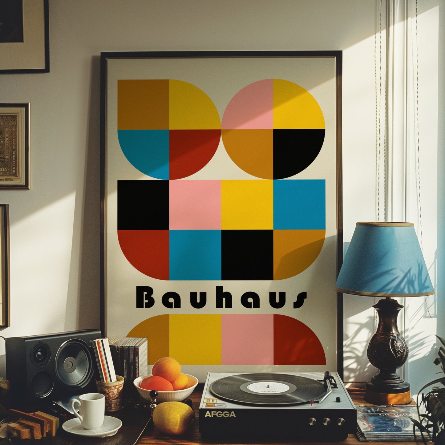 Bauhaus Poster Set of 3, Colorful Abstract Art Prints, Mid-Century Modern Wall Decor, Geometric Bauhaus Exhibition Posters