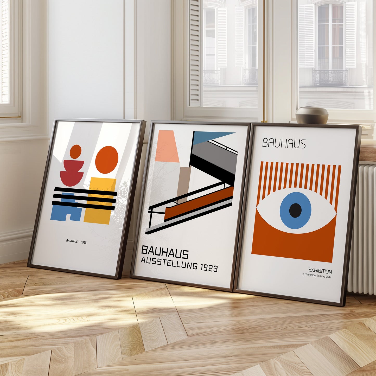 Bauhaus Modern Art Prints Set of 3, Abstract Geometric Wall Art, Bauhaus Ausstellung 1923, Eye Design, Minimalist Bauhaus Posters for Home