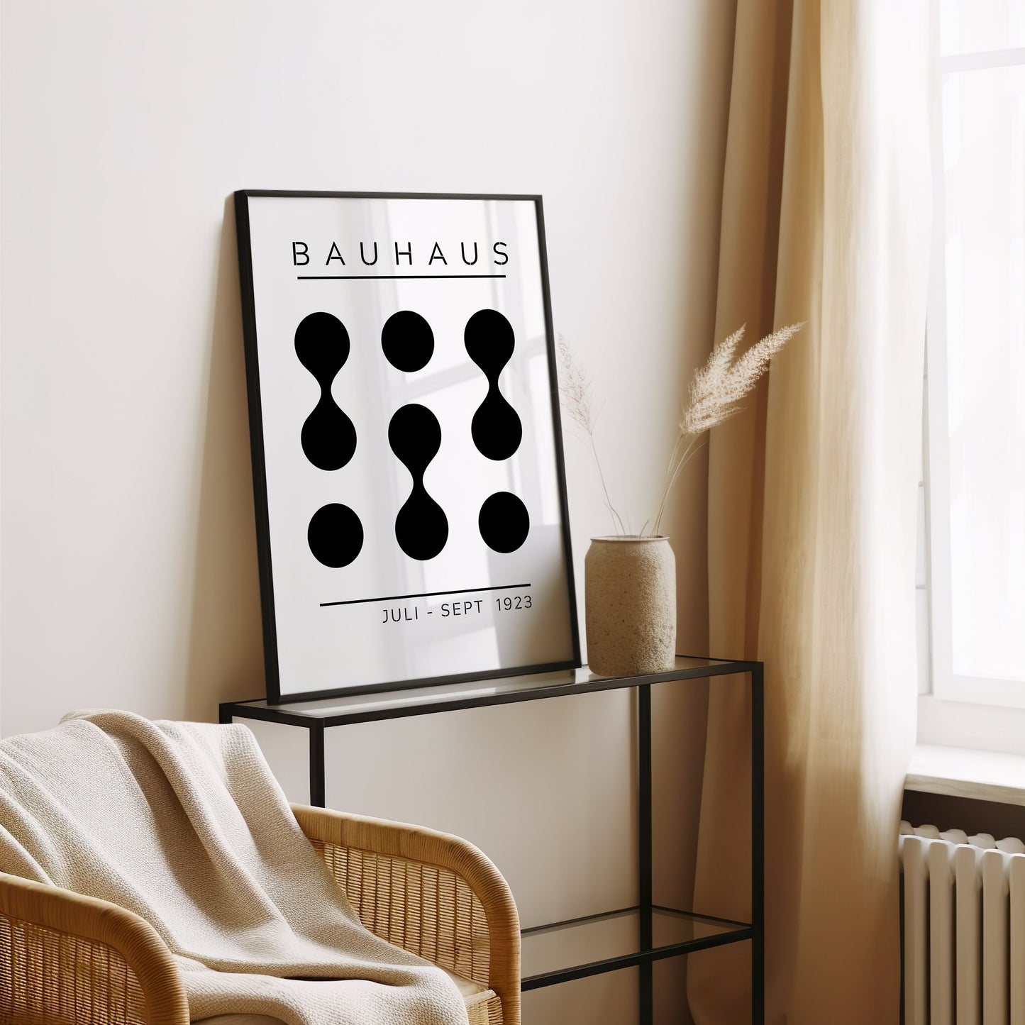 Bauhaus Exhibition Poster, Black and White Abstract Art, Minimalist Geometric Print, Bauhaus Juli-Sept 1923, Modern Wall Decor