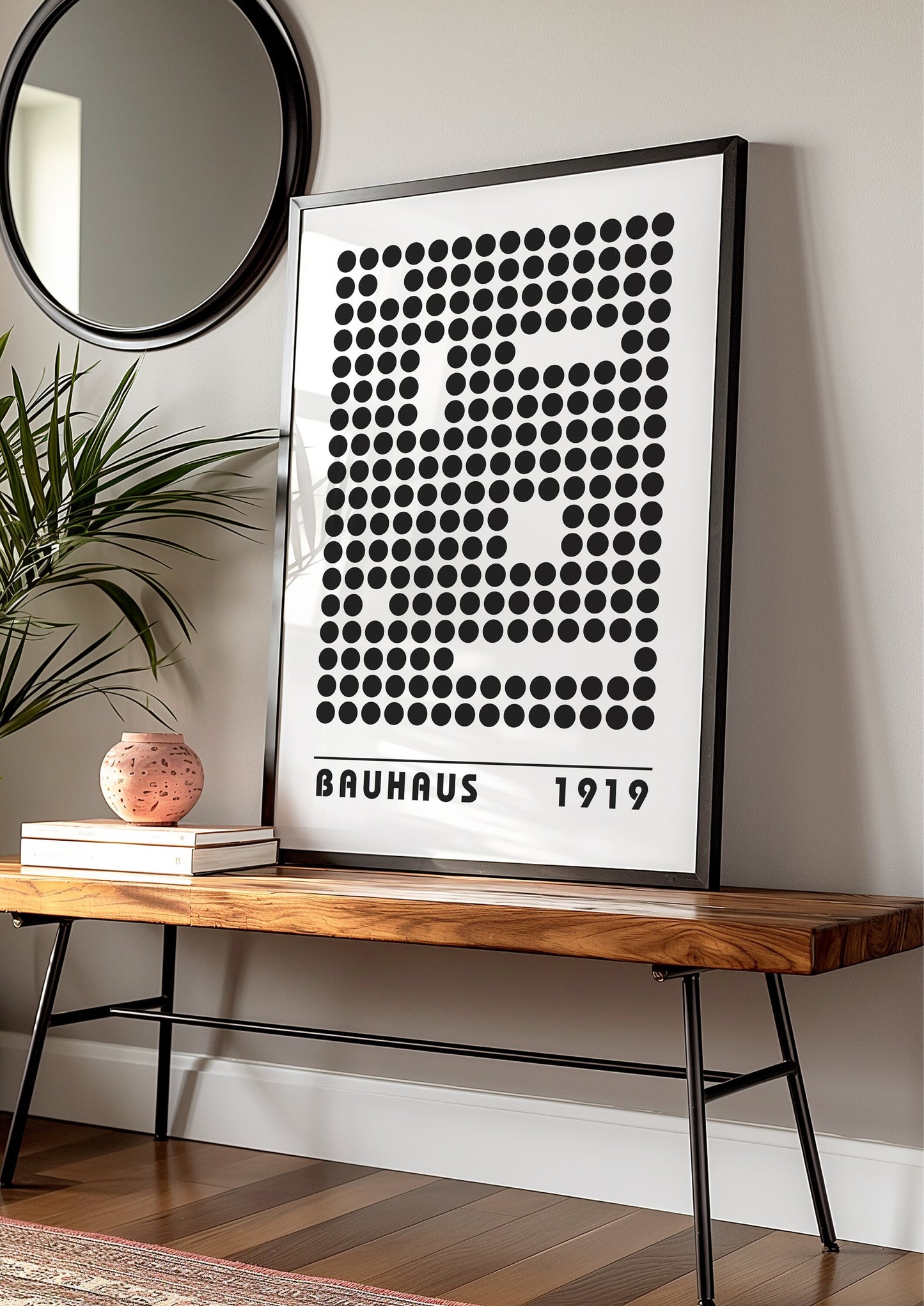 Bauhaus 1919 Poster, Black and White Minimalist Art, Geometric Wall Print, Modern Bauhaus Design for Living Room Decor, Modern Art