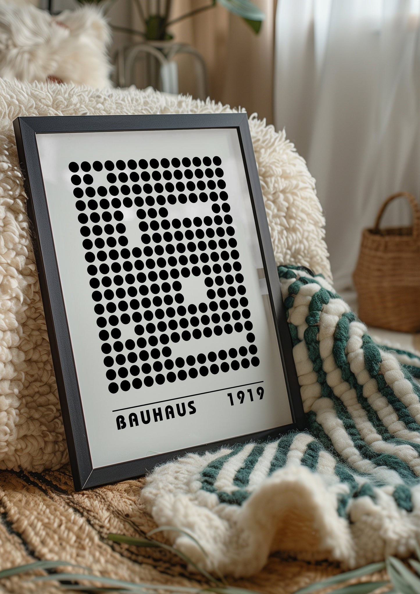 Bauhaus 1919 Poster, Black and White Minimalist Art, Geometric Wall Print, Modern Bauhaus Design for Living Room Decor, Modern Art