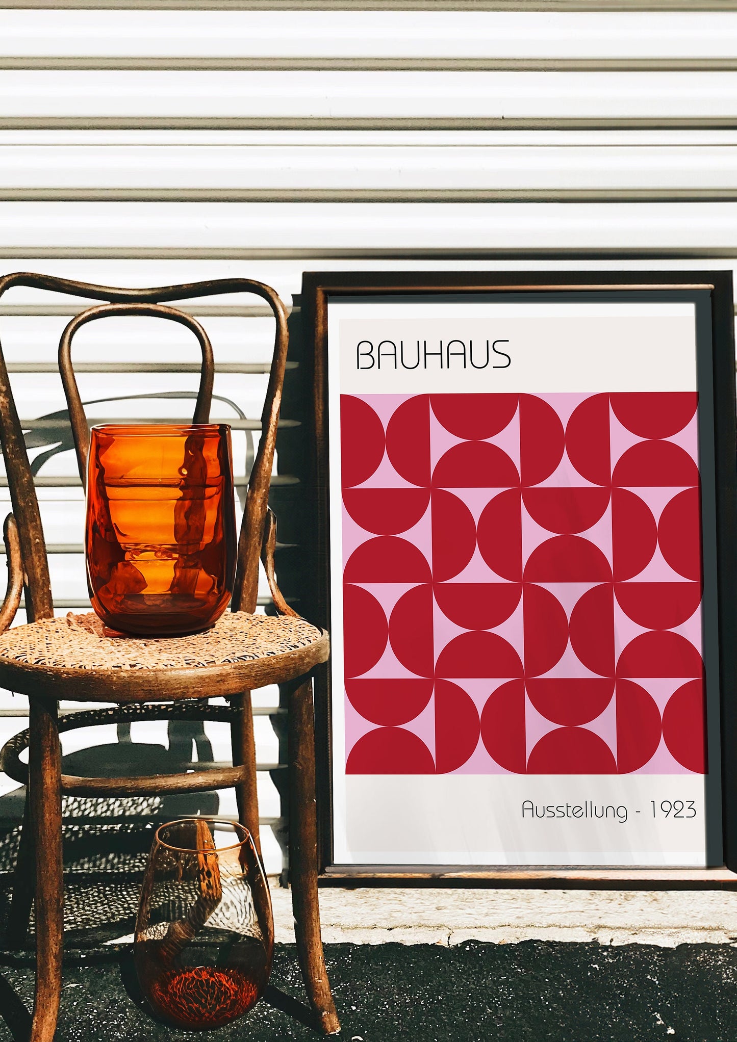 Bauhaus Ausstellung 1923 Poster, Red Geometric Wall Art, Modern Bauhaus Kitchen Decor, Minimalist Abstract Poster for Contemporary Spaces