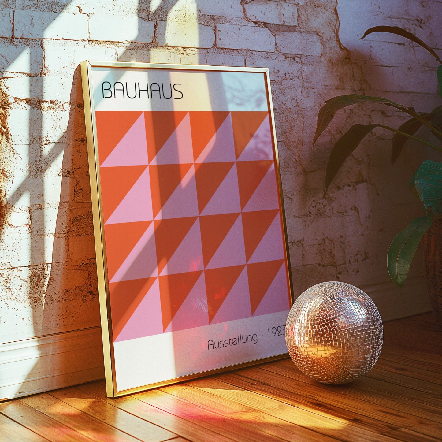 Bauhaus Ausstellung 1923 Poster, Vibrant Geometric Wall Art, Modern Bauhaus Decor, Orange and Pink Abstract Poster for Bold Spaces