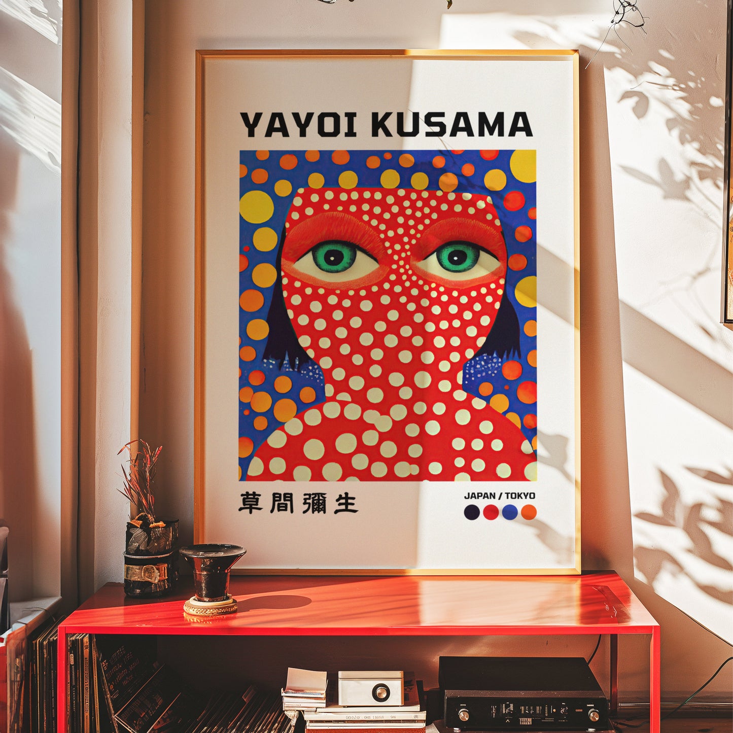 Yayoi Kusama Portrait Poster, Red Dots Infinity Face Art, Japanese Contemporary Art Print, Tokyo Exhibition Poster, Pop Art Home Decor