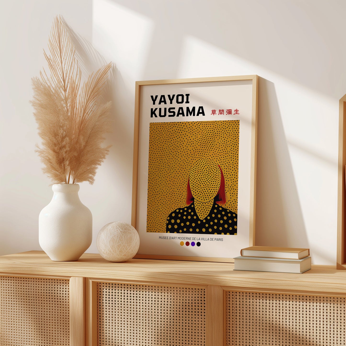 Yayoi Kusama Portrait Poster, Paris Modern Art Museum Print, Yellow Polka Dot Art, Contemporary Japanese Art, Kusama Exhibition Wall Decor