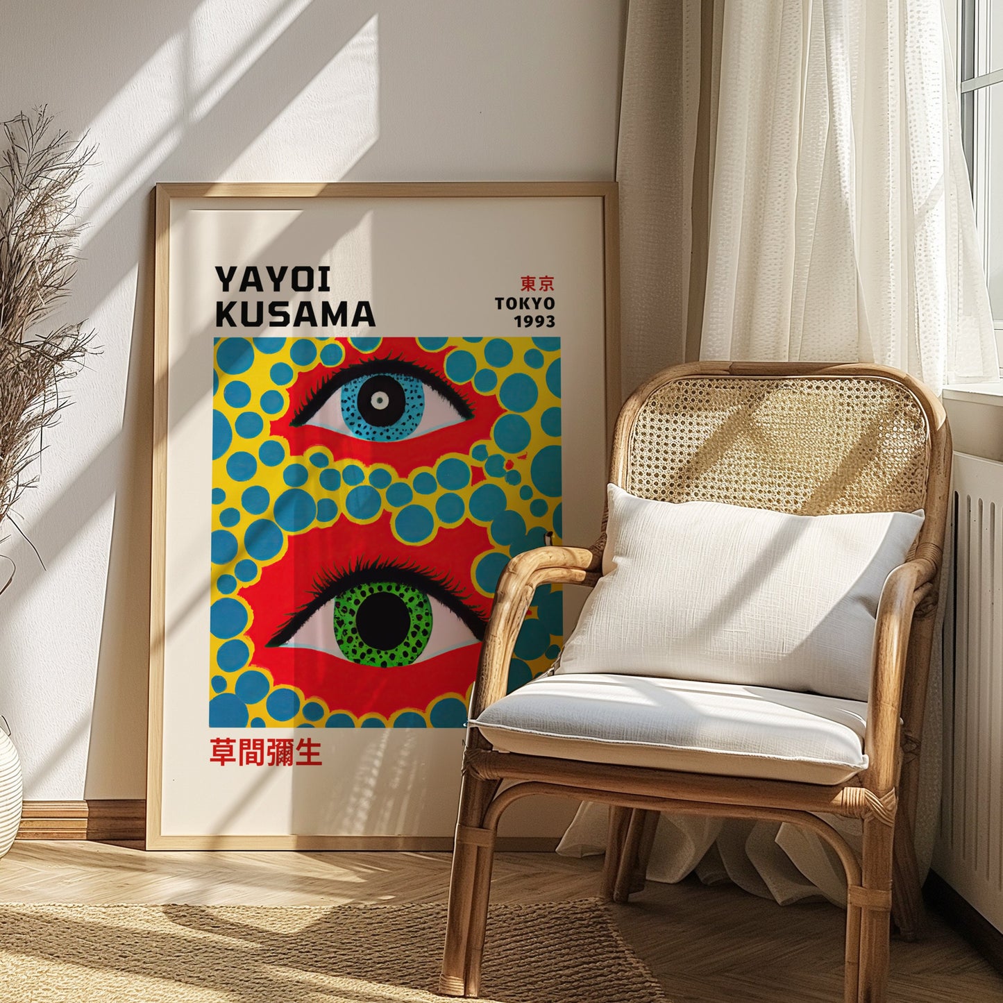 Yayoi Kusama Tokyo 1993 Poster, Vibrant Eye Abstract Art, Psychedelic Dot Design, Contemporary Japanese Pop Art Print, Colorful Exhibition