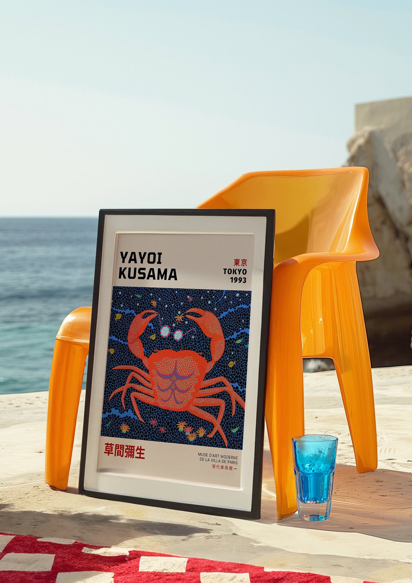 Yayoi Kusama 1993 Tokyo Crab Art Poster, Japanese Contemporary Art, Polka Dot Art Print, Modern Kitchen Wall Decor, Abstract Crab Poster