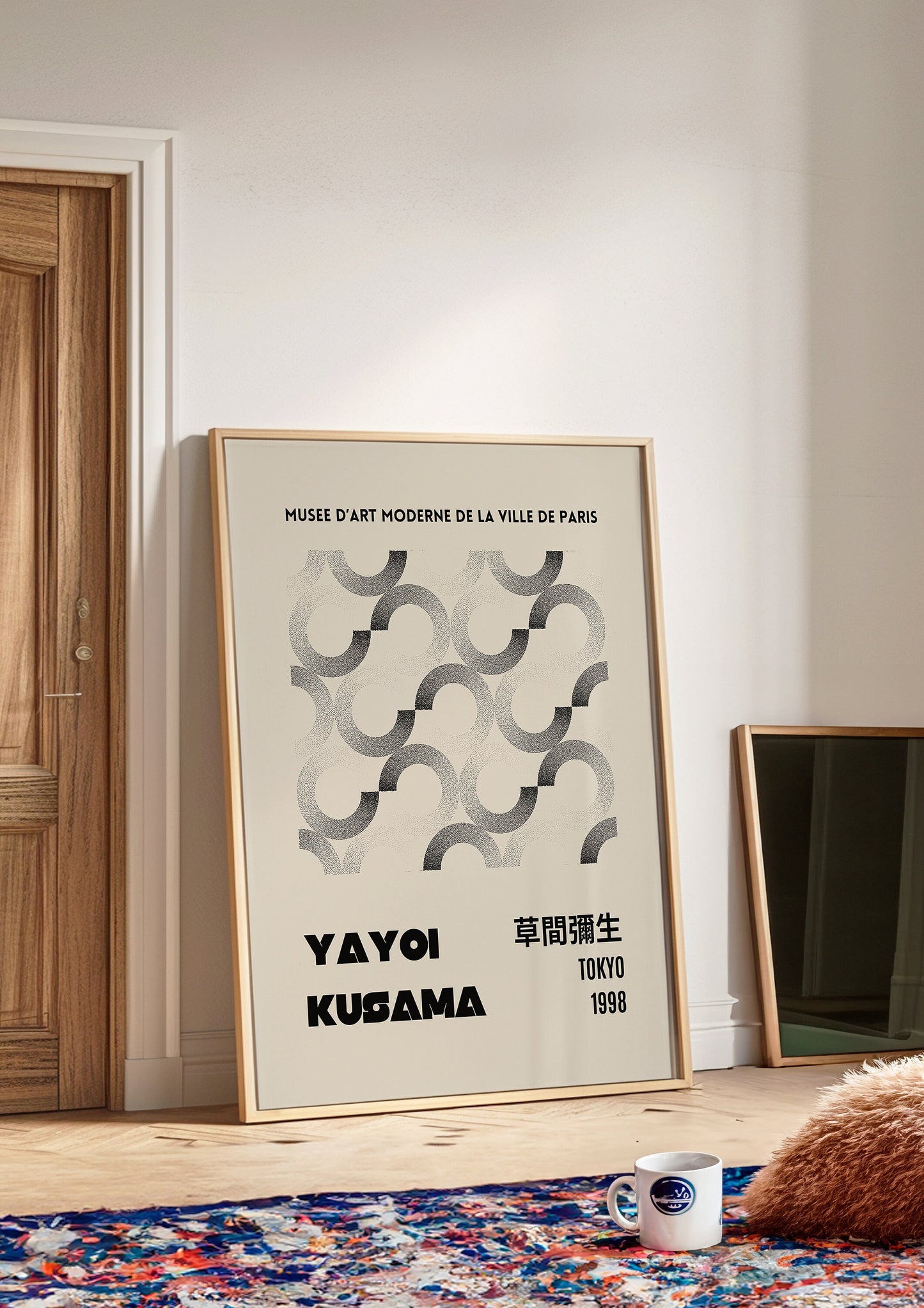 Yayoi Kusama Exhibition Poster, Geometric Abstract Art Print, Japanese Minimalist Wall Art, Tokyo 1998, Monochrome Poster, Contemporary Art