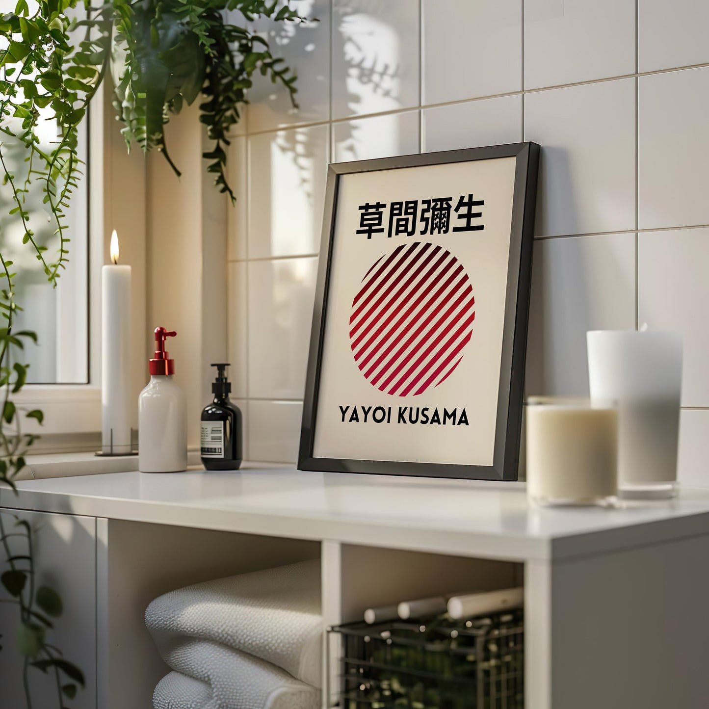 Yayoi Kusama Poster, Red Circle Art, Minimalist Wall Art, Japanese Style Print, Geometric Poster, Modern Wall Decor, Art, Kusama Print