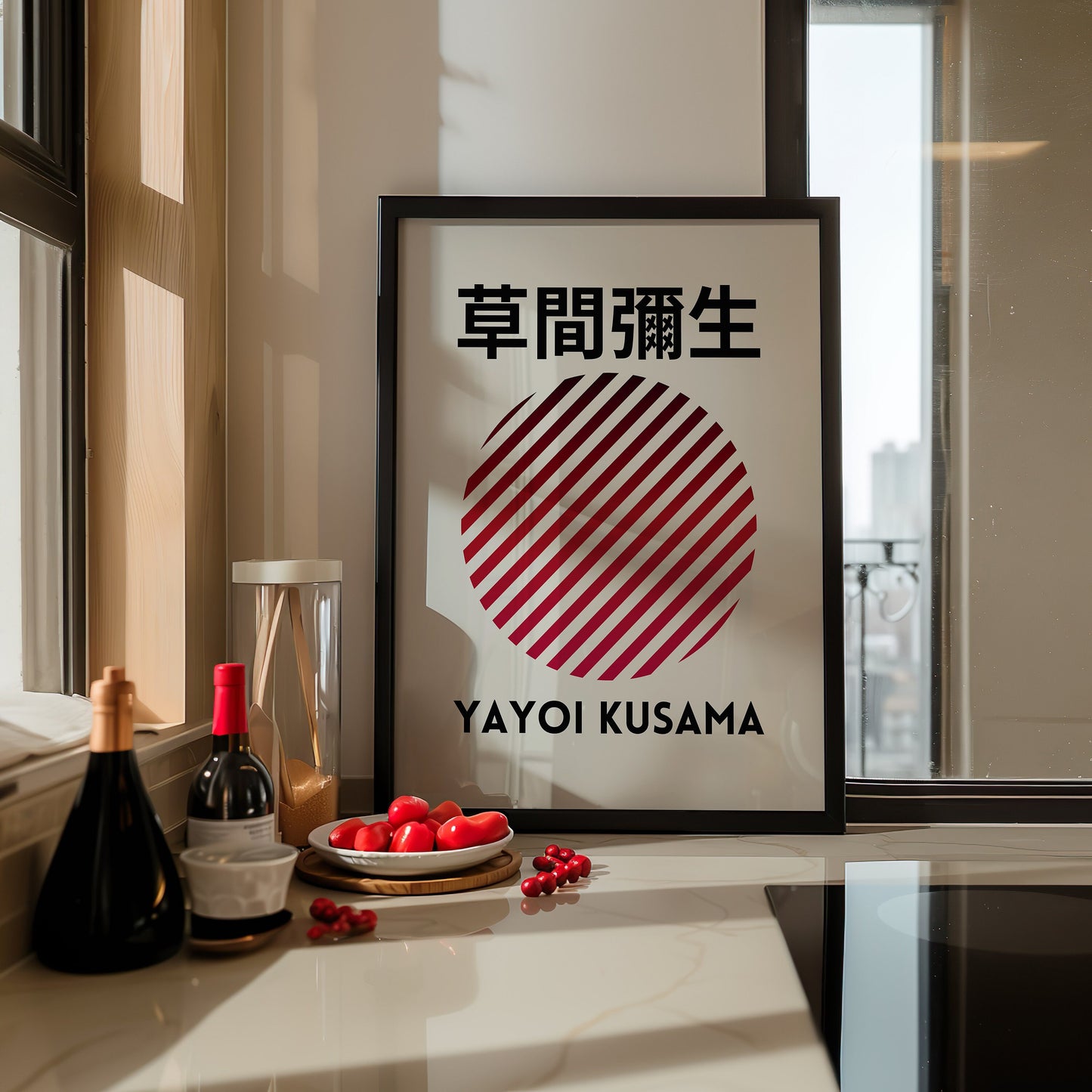 Yayoi Kusama Poster, Red Circle Art, Minimalist Wall Art, Japanese Style Print, Geometric Poster, Modern Wall Decor, Art, Kusama Print