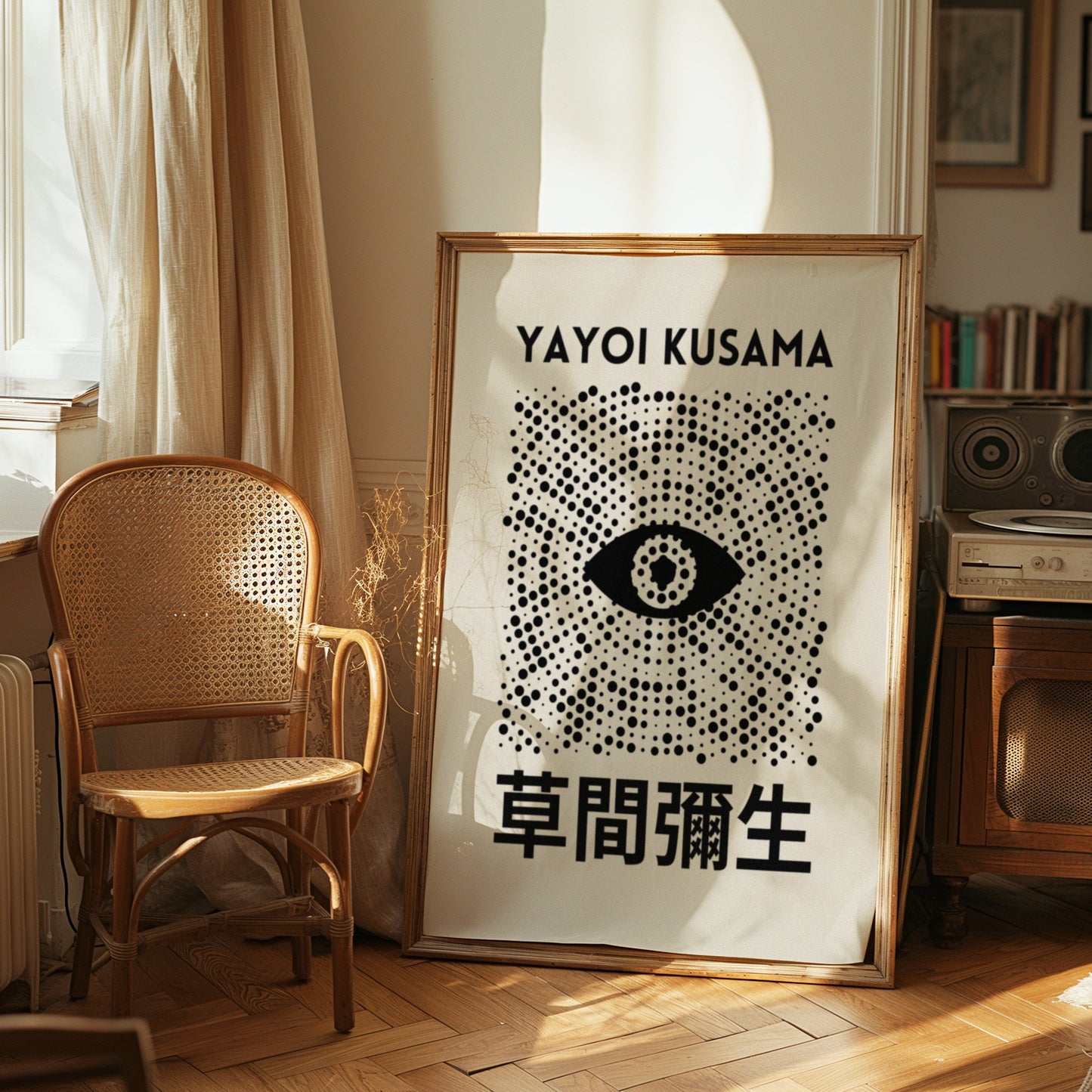 Yayoi Kusama Eye Poster, Black Dots Minimalist Art, Japanese Contemporary Wall Art, Abstract Kusama Print, Eye Wall Art, Japanese Poster