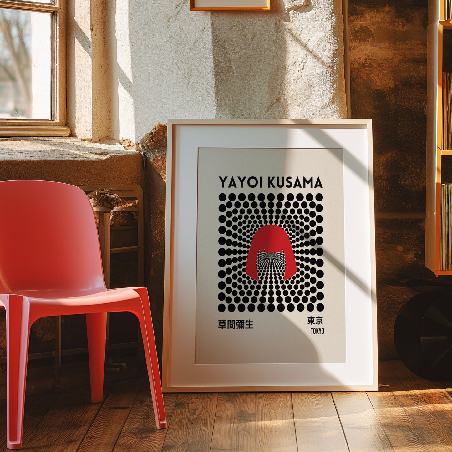 Yayoi Kusama Poster, Red Abstract Art, Polka Dots Design, Japanese Modern Wall Art, Kusama Exhibition Poster, Minimalist Dots Print