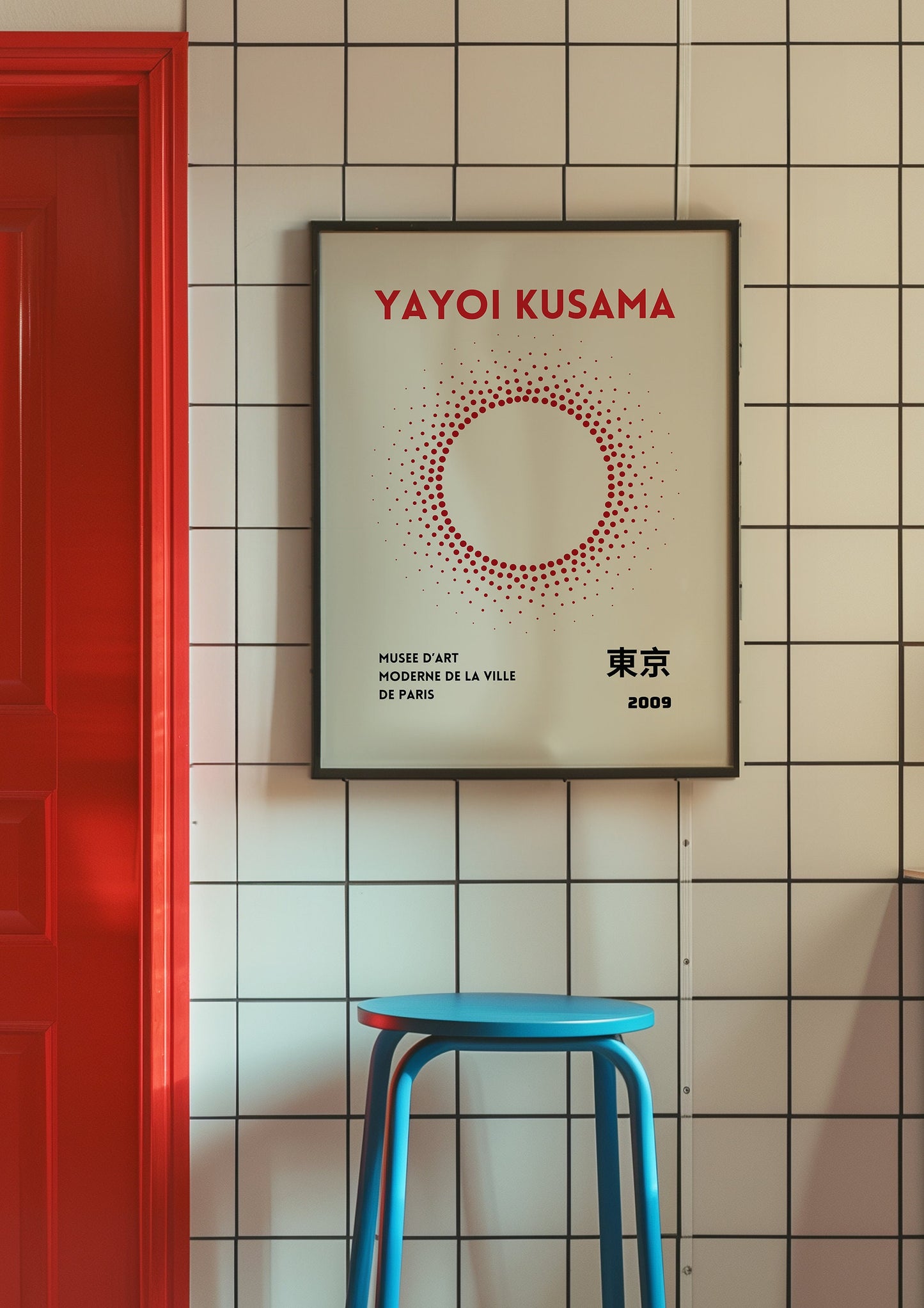 Yayoi Kusama Poster, Red Dot Art Print, Modern Japanese Art, Tokyo 2009 Exhibition, Minimalist Wall Art, Geometric Circle Poster