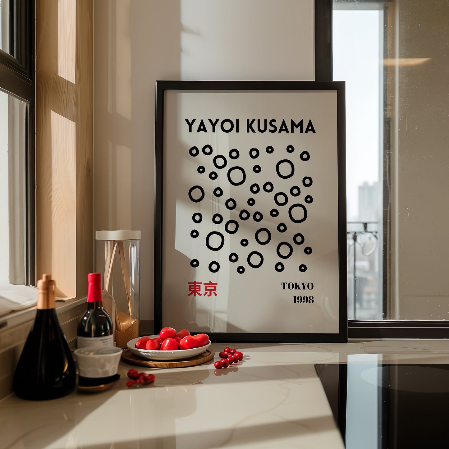 Yayoi Kusama 2009 Tokyo Print, Modern Japanese Art, Abstract Wall Decor, Red Hair Dot Pattern Poster, Minimalist Kusama Poster, Tokyo Poster