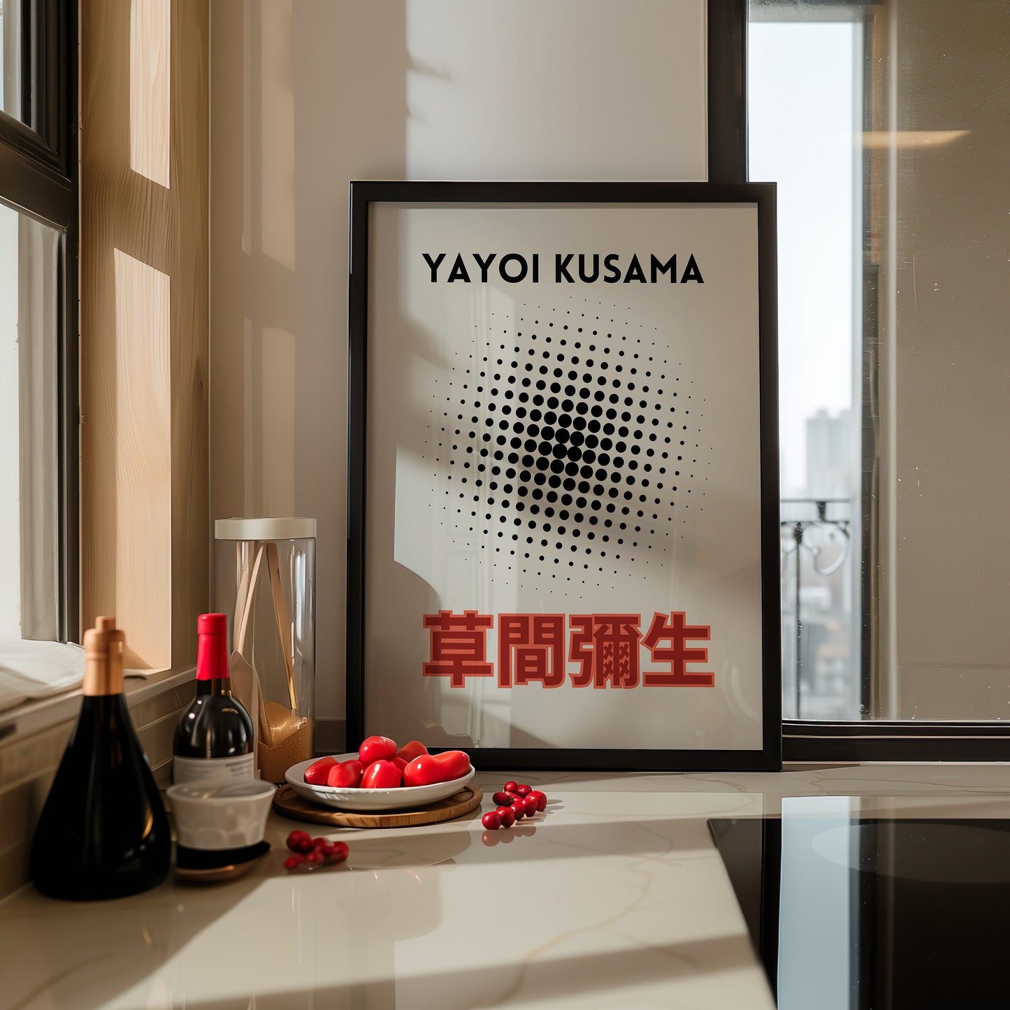 Yayoi Kusama Tokyo 1998 Black Dot Gradient Poster, Japanese Exhibition Print, Minimalist Wall Art, Modern Abstract Design, Red Black Poster