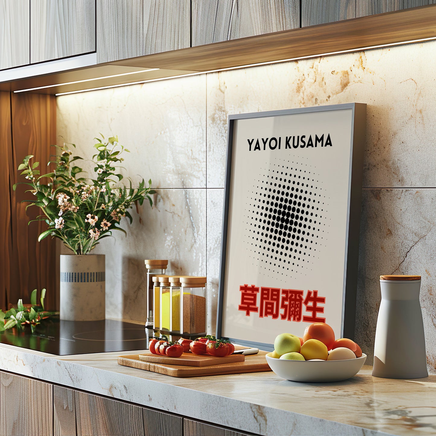 Yayoi Kusama Tokyo 1998 Black Dot Gradient Poster, Japanese Exhibition Print, Minimalist Wall Art, Modern Abstract Design, Red Black Poster