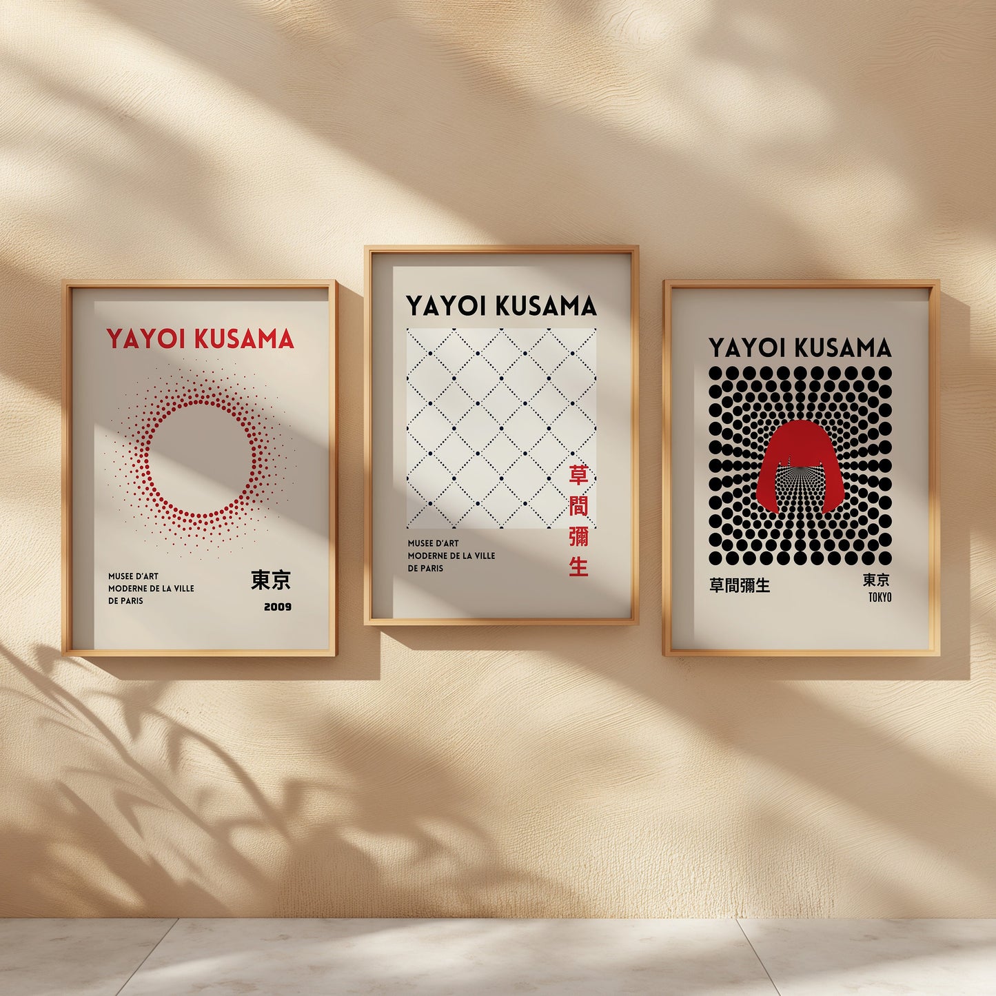 Yayoi Kusama Poster Set, Minimalist Modern Art Prints, Geometric Patterns, Abstract Dots, Exhibition Posters, Japanese Wall Art, Three Set