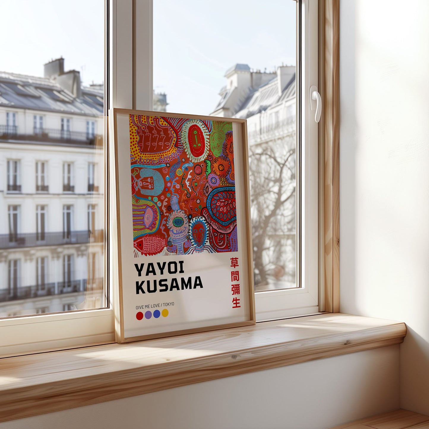 Yayoi Kusama Colorful Abstract Poster Set, Tokyo 1993 Collection, Modern Pop Art Prints, Dotted Patterns and Vibrant Colors, Set of Three