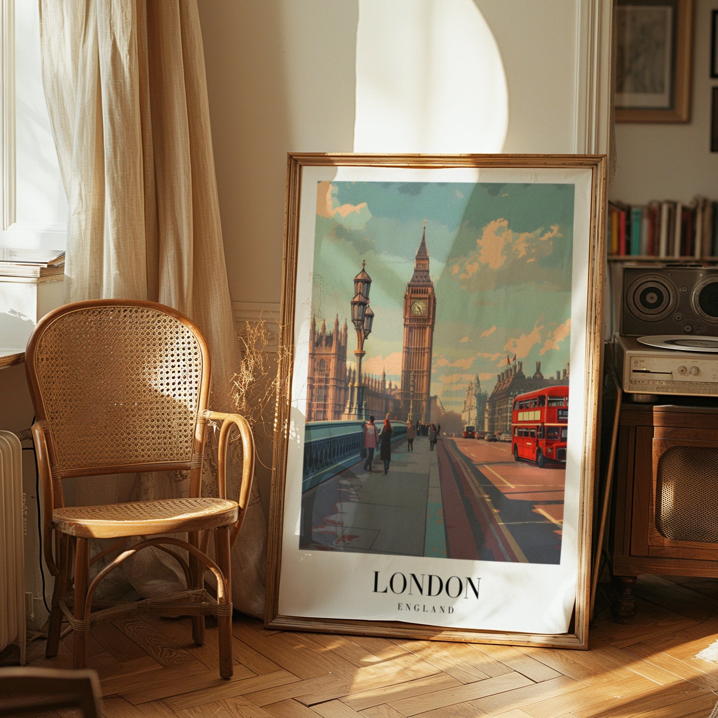 London England Poster, Big Ben Wall Art, London Cityscape Print, British Travel Poster, London Photography, Red Bus Art, England Wall Art