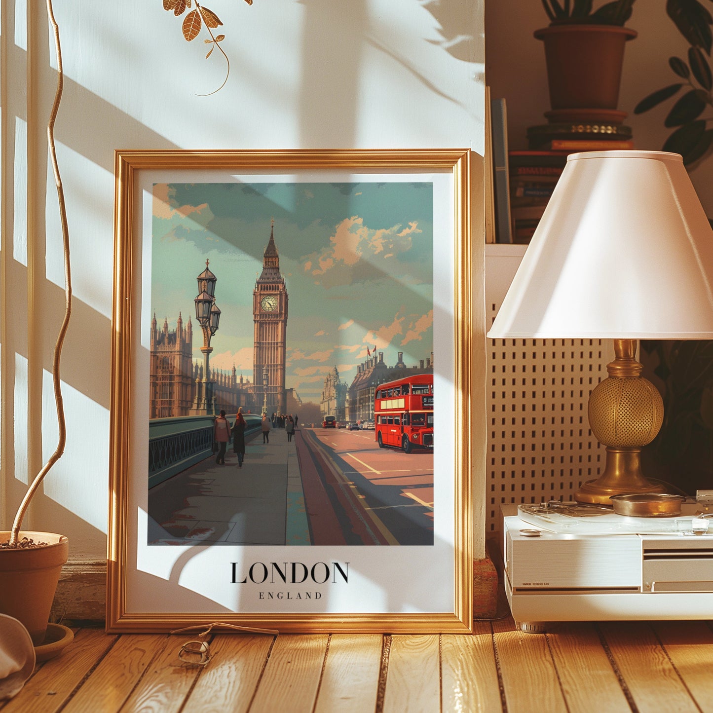 London England Poster, Big Ben Wall Art, London Cityscape Print, British Travel Poster, London Photography, Red Bus Art, England Wall Art