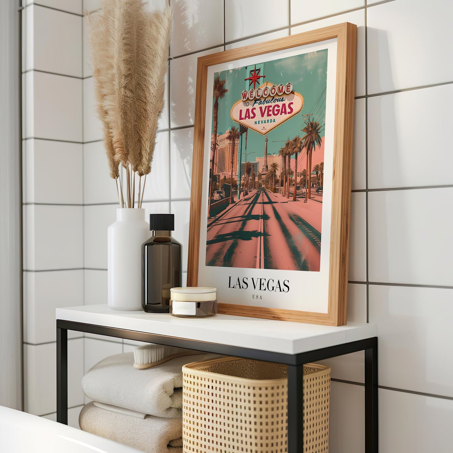 Las Vegas Poster, Nevada Cityscape Wall Art, Welcome to Fabulous Las Vegas Print, Retro Travel Poster, Nevada Decor, USA Landmarks Art