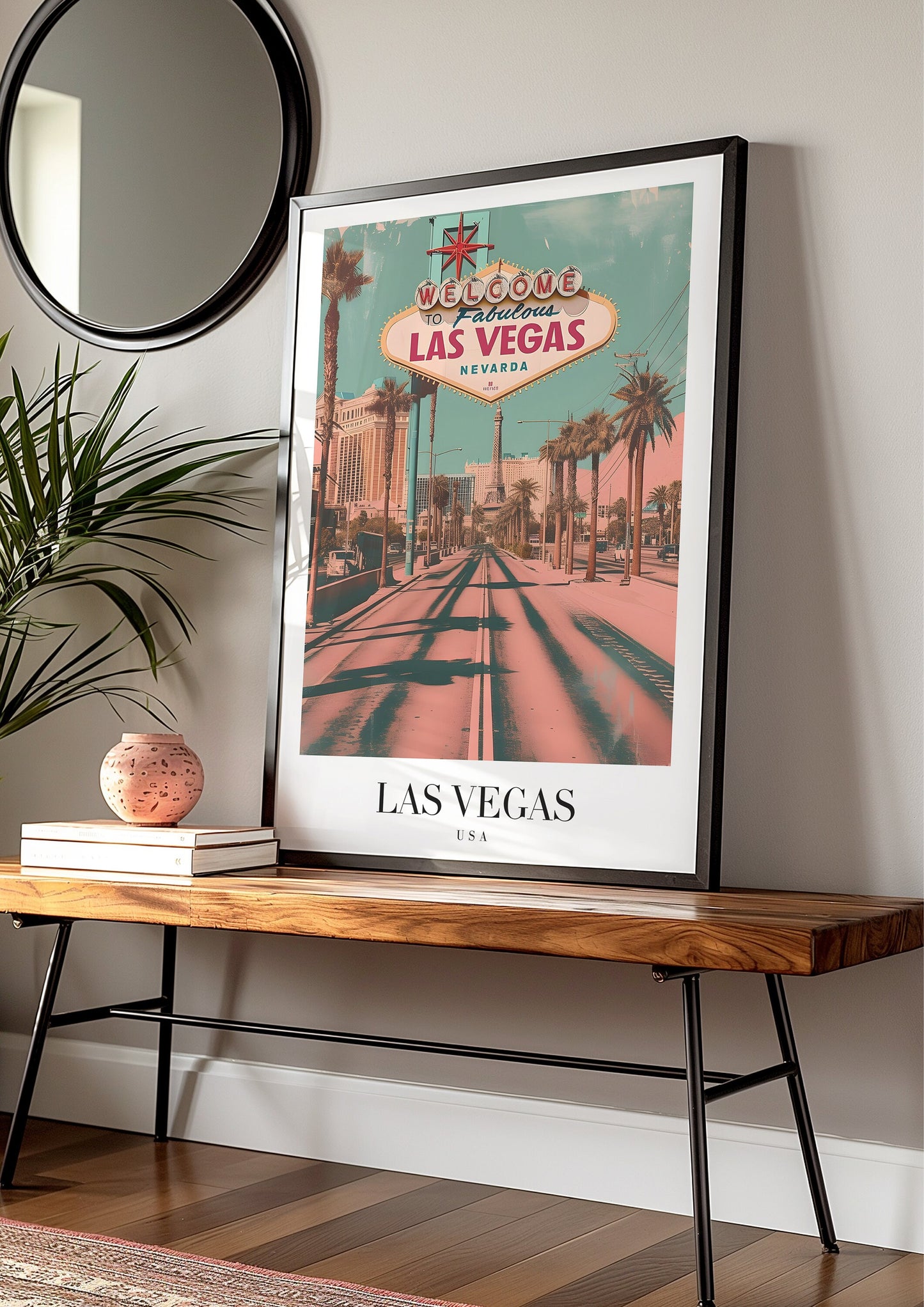 Las Vegas Poster, Nevada Cityscape Wall Art, Welcome to Fabulous Las Vegas Print, Retro Travel Poster, Nevada Decor, USA Landmarks Art