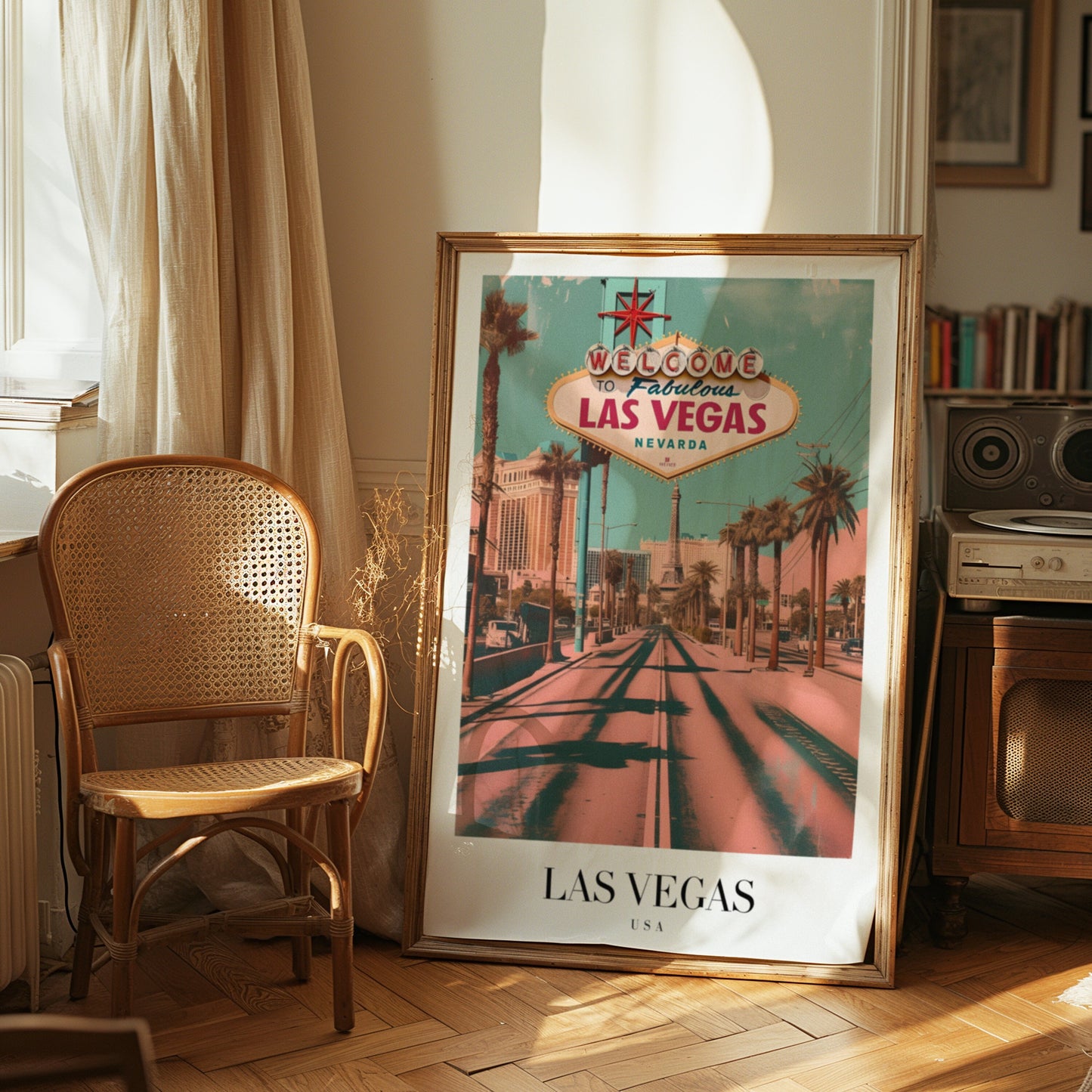 Las Vegas Poster, Nevada Cityscape Wall Art, Welcome to Fabulous Las Vegas Print, Retro Travel Poster, Nevada Decor, USA Landmarks Art