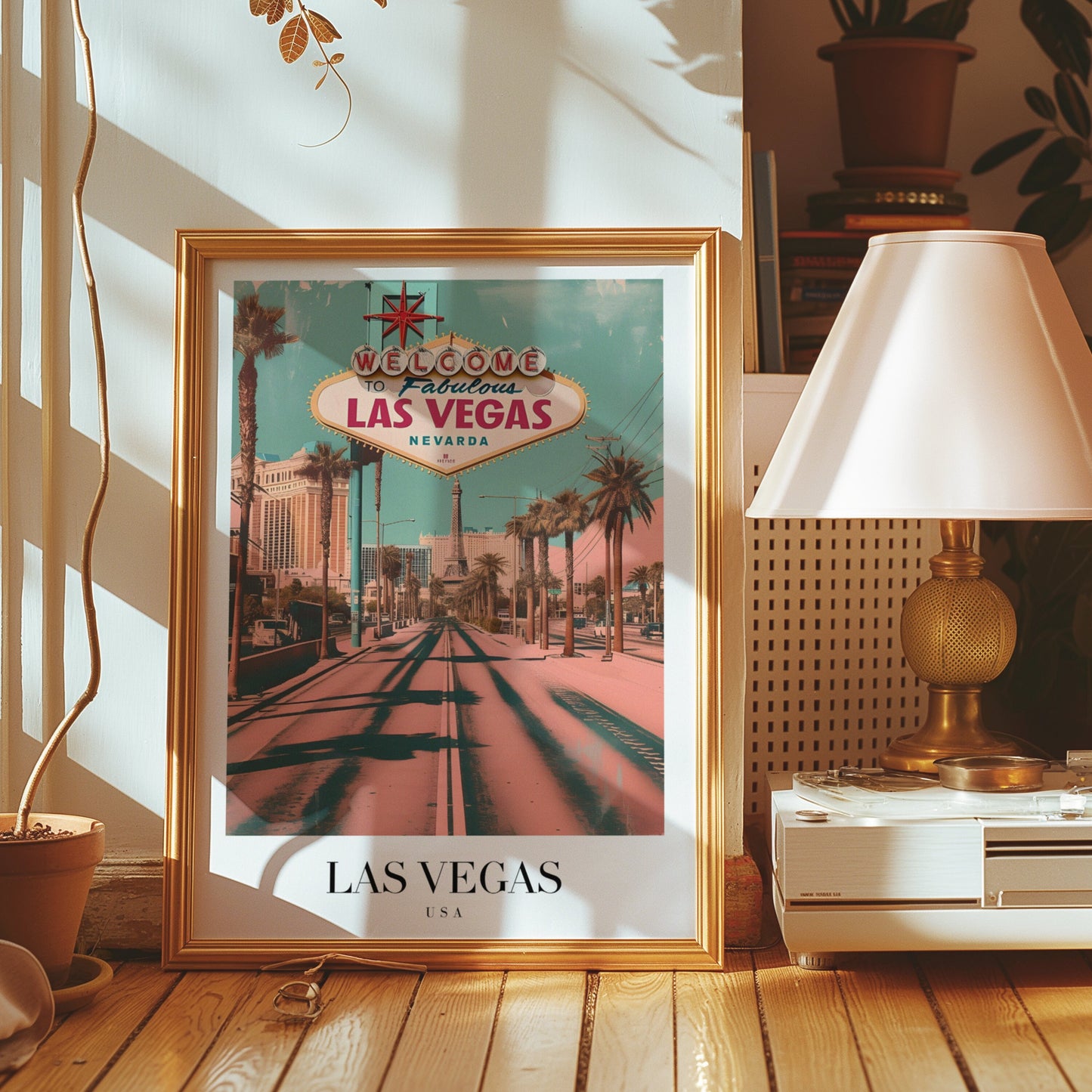 Las Vegas Poster, Nevada Cityscape Wall Art, Welcome to Fabulous Las Vegas Print, Retro Travel Poster, Nevada Decor, USA Landmarks Art