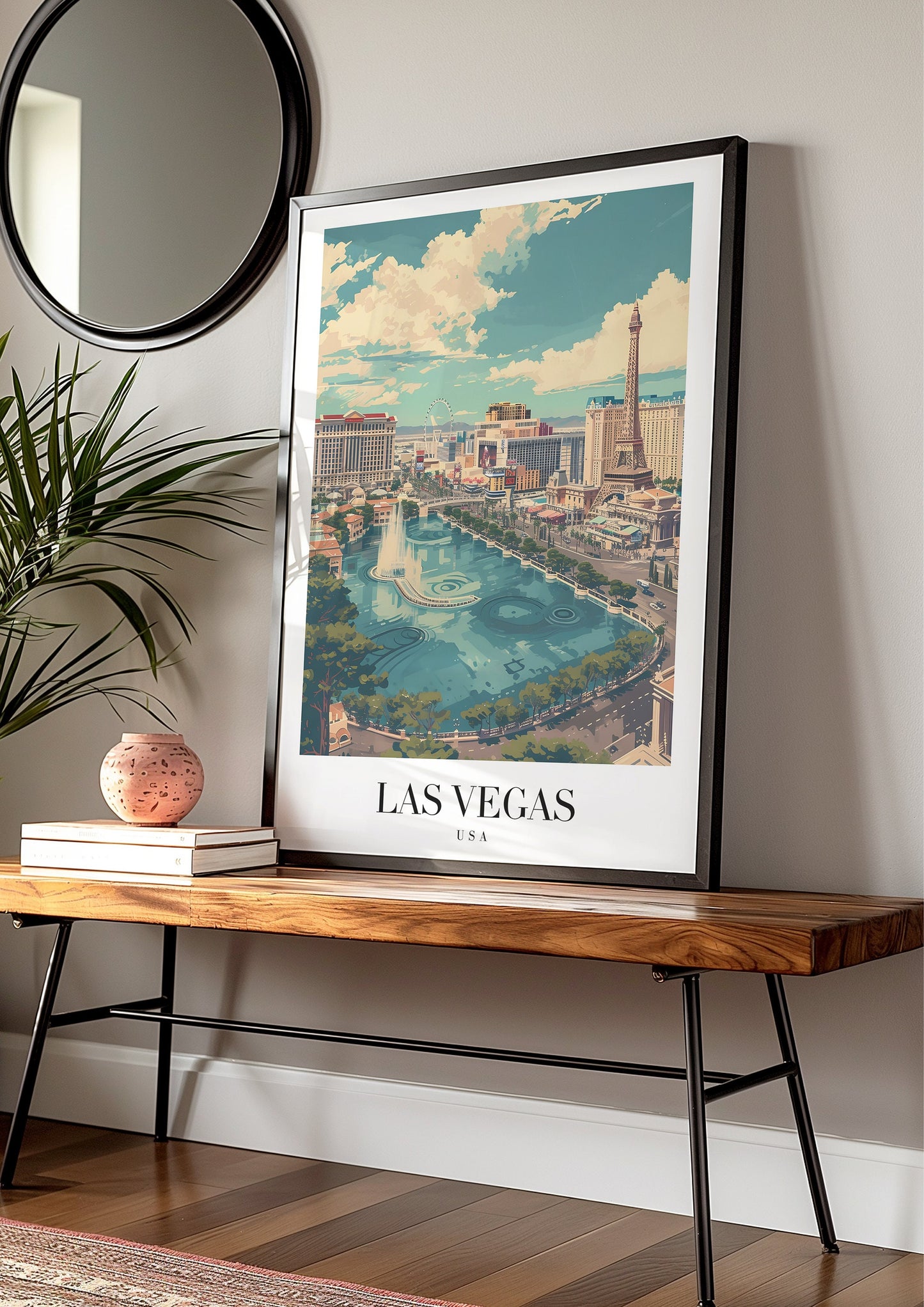 Las Vegas Poster, USA Cityscape Wall Art, Las Vegas Strip Print, Retro Travel Poster, Vegas Skyline Art, Casino City Decor, Nevada Art