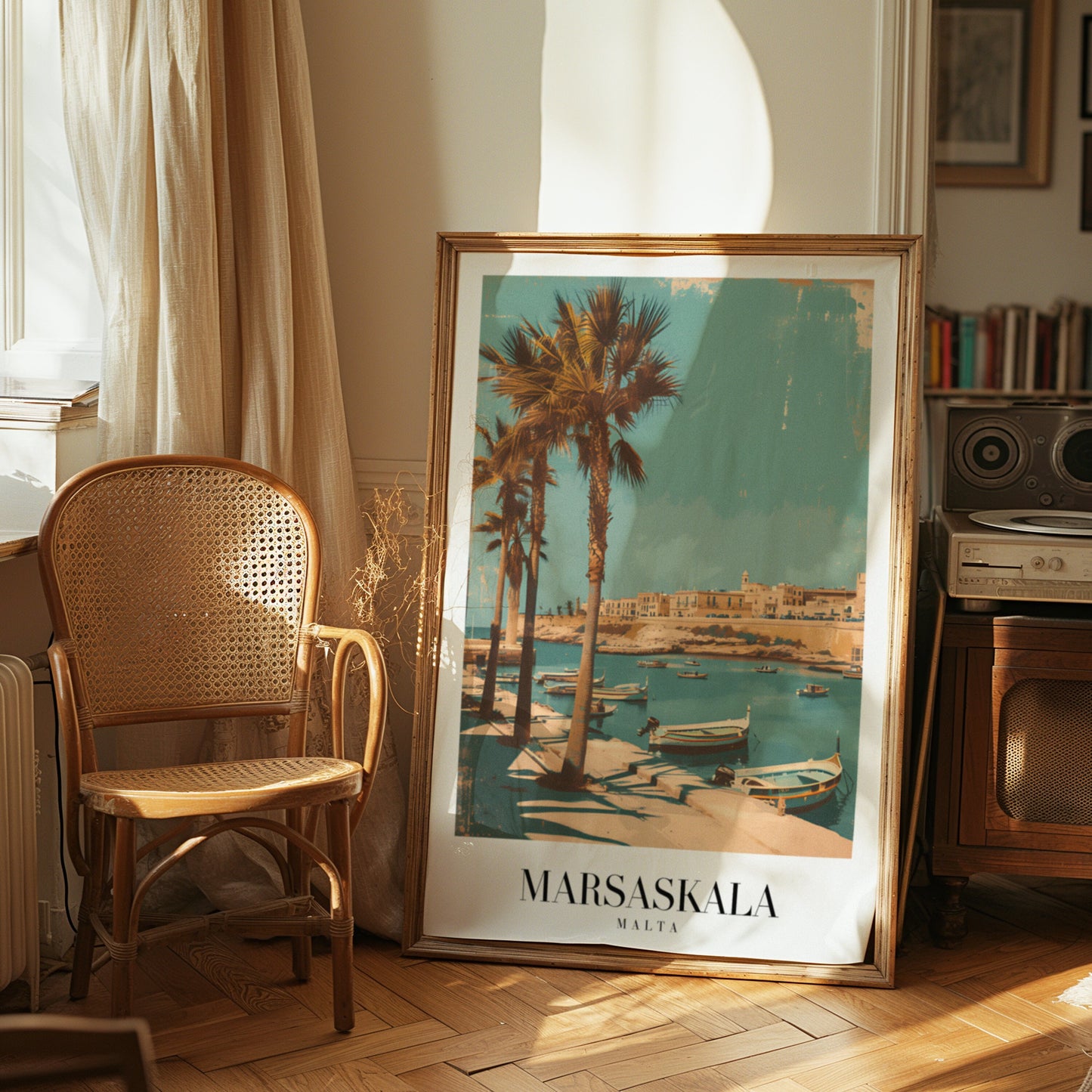 Marsaskala Poster, Malta Coastline Print, Mediterranean Travel Poster, Marsaskala Wall Art, Vintage Malta Poster, Seaside Cityscape Art