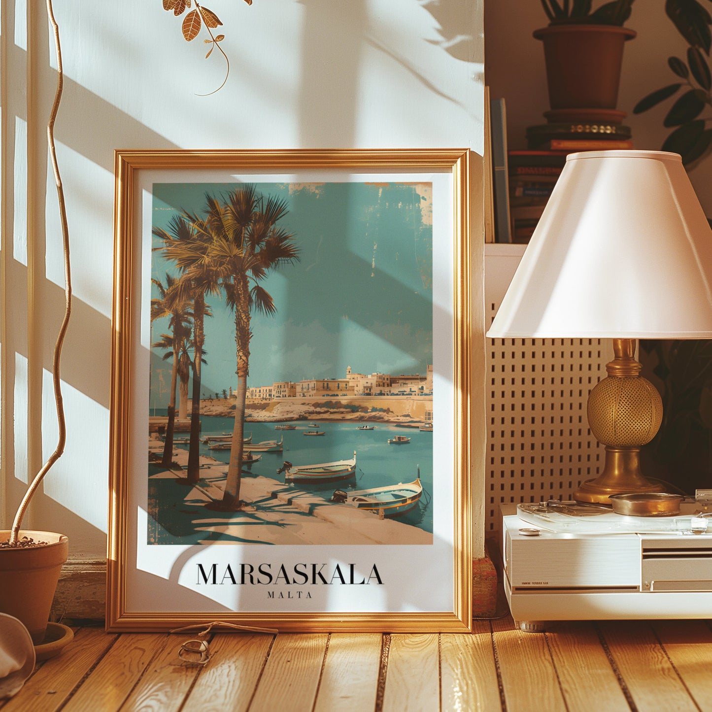 Marsaskala Poster, Malta Coastline Print, Mediterranean Travel Poster, Marsaskala Wall Art, Vintage Malta Poster, Seaside Cityscape Art