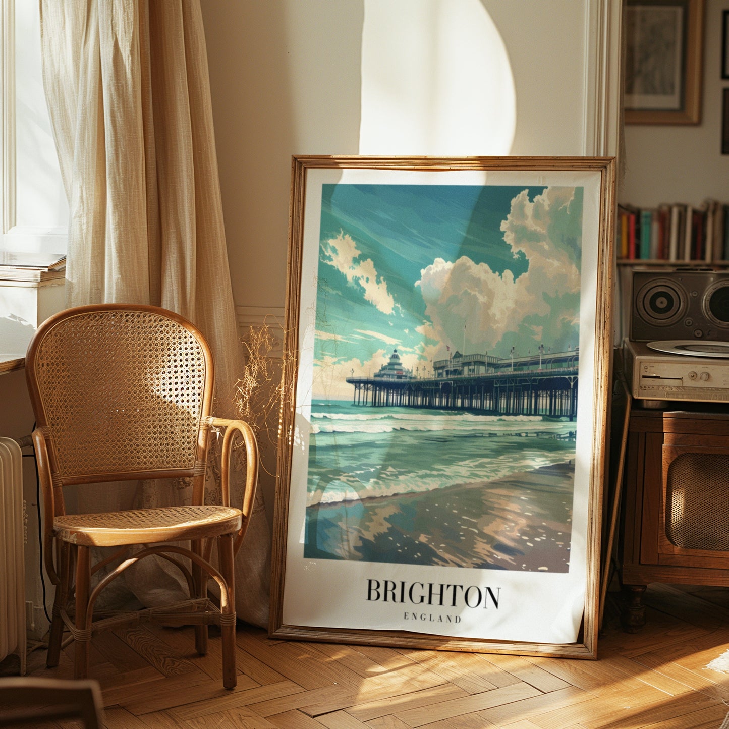 Brighton Poster, Brighton Pier Wall Art, Coastal England Print, Seaside Brighton Art, English Beach Scene, Brighton Travel Poster, Travel