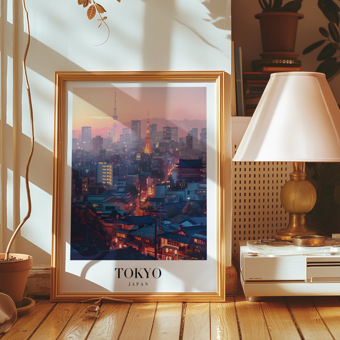 Tokyo City Skyline Poster, Japan Night View Art, Tokyo Tower and Skytree Print, Urban Japan Art, Night Lights Cityscape, Japanese Decor