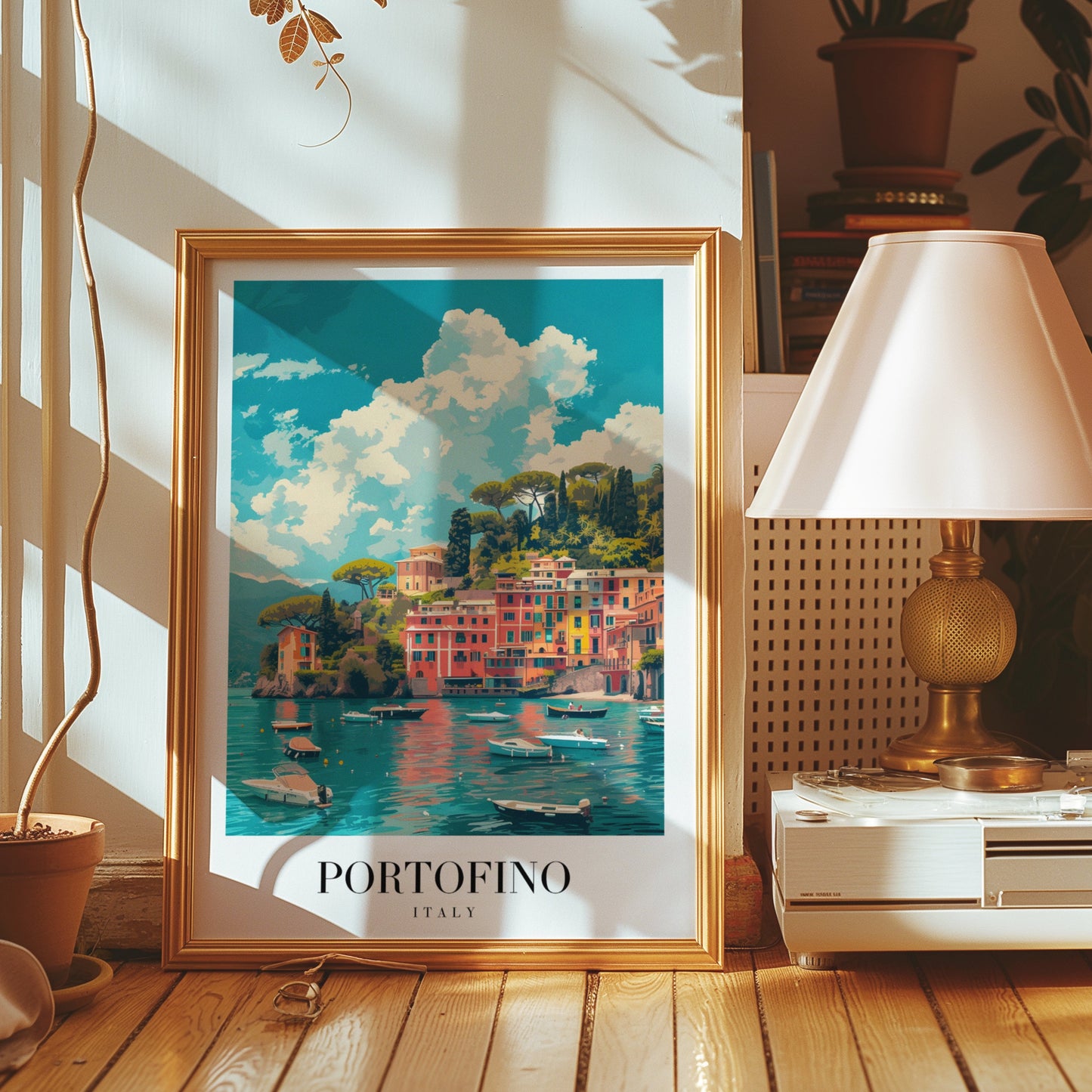 Portofino Italy Poster, Italian Riviera Wall Art, Coastal Town Print, Mediterranean Seaside Decor, Portofino Travel Art, Italian Poster