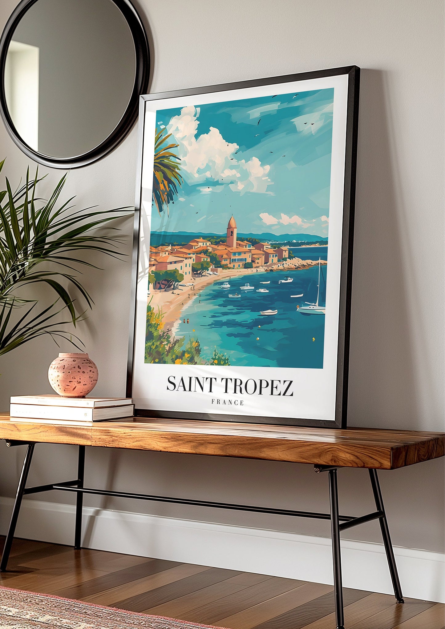 Saint Tropez France Poster, French Riviera Wall Art, Coastal Town Print, Mediterranean Decor, Saint Tropez Travel Poster, Summer Beach Art