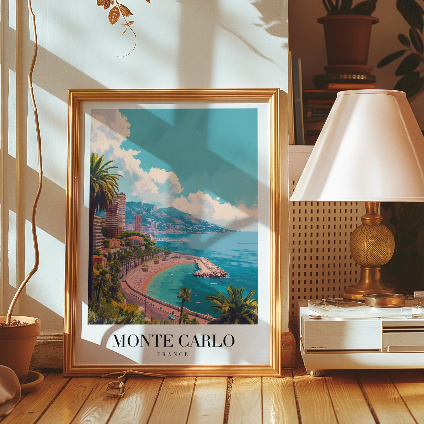 Monte Carlo Poster, French Riviera Wall Art, Mediterranean Beach Print, Monte Carlo France Cityscape, Coastal Travel Poster, City Poster