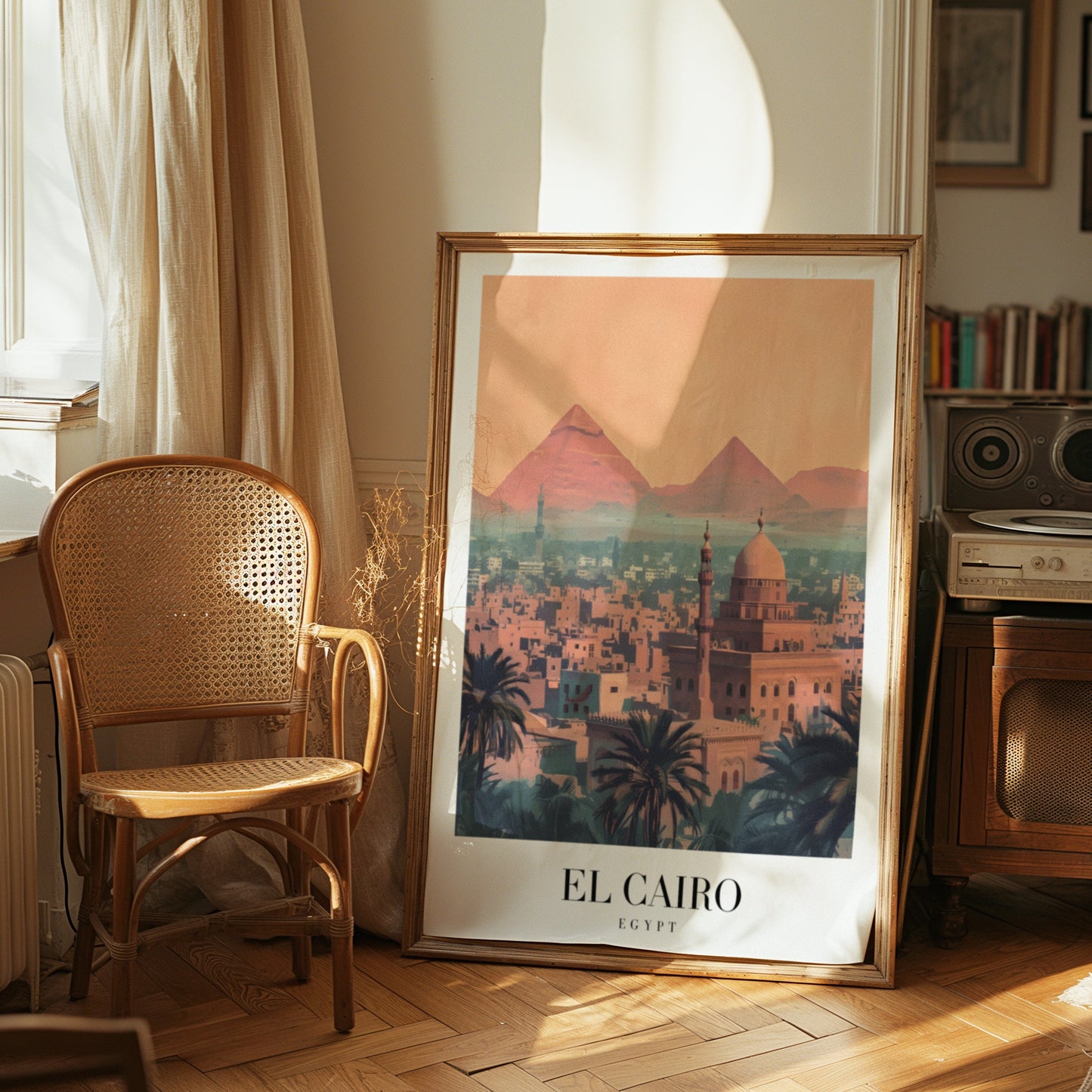 El Cairo Poster, Egypt Wall Art, Pyramids of Giza Print, Cairo Skyline Poster, Egyptian Travel Art, City Poster, Country Poster, City Poster