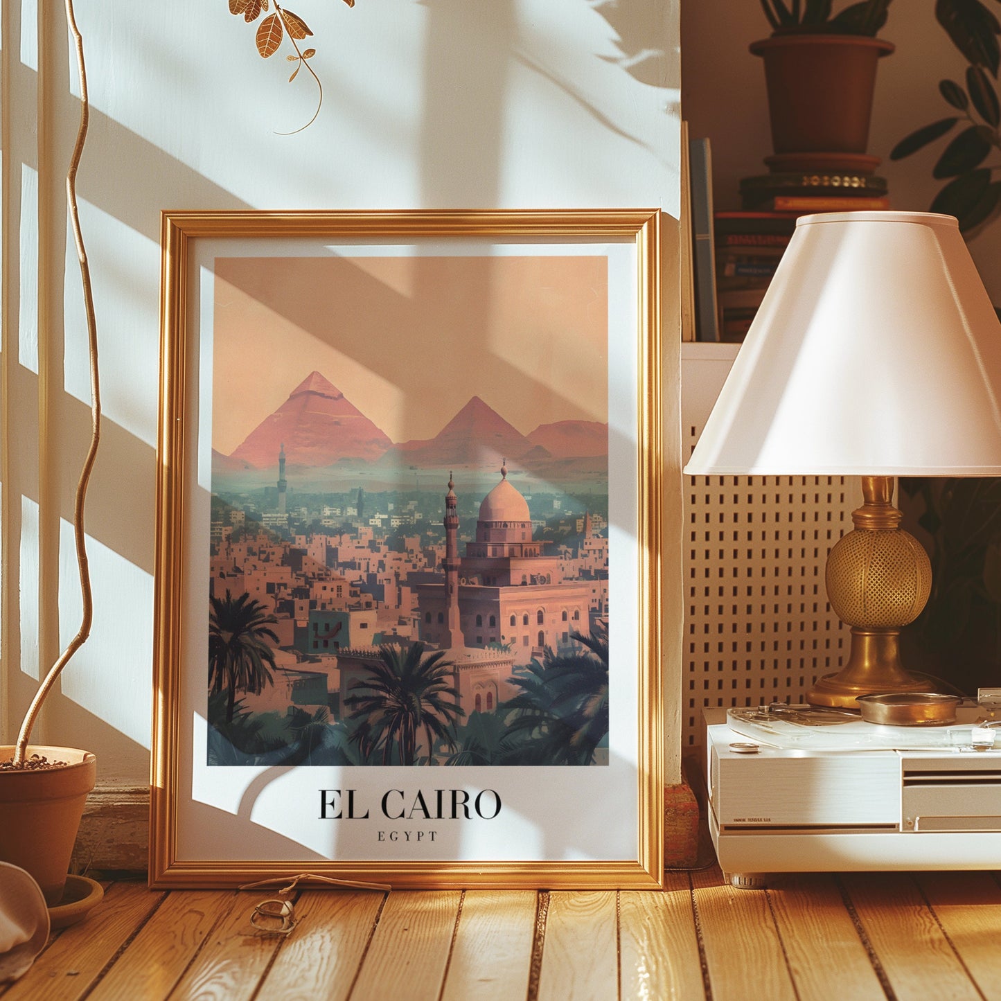 El Cairo Poster, Egypt Wall Art, Pyramids of Giza Print, Cairo Skyline Poster, Egyptian Travel Art, City Poster, Country Poster, City Poster