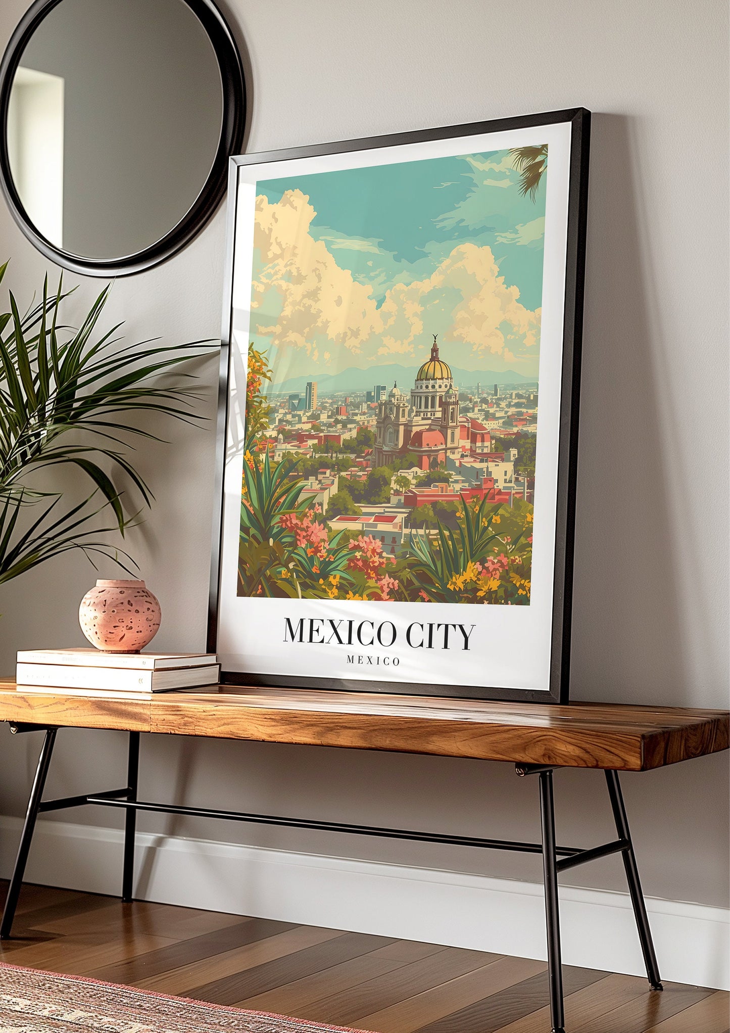 Mexico City Poster, Mexico Travel Wall Art, Mexico City Skyline Print, Latin American Decor, Mexico City Art, City Poster, Country Poster