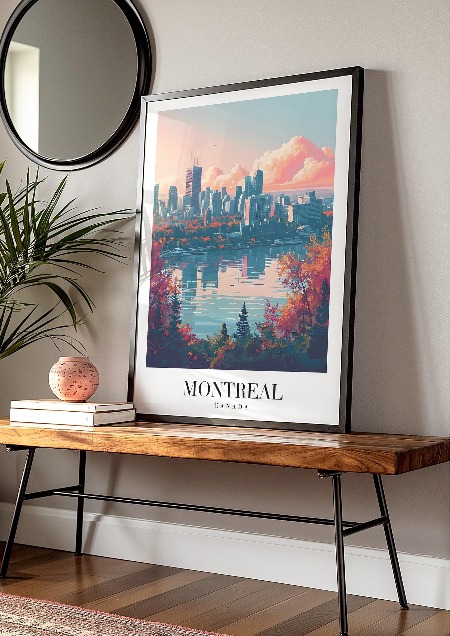 Montreal City Poster, Canada Travel Print, Skyline Wall Art, Autumn Landscape Decor, Canadian Cityscape Poster, City Poster, Country Poster